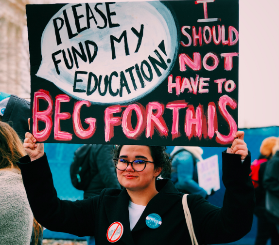 Gabrielle Davis protest in support of more education funding. (Photo courtesy of Gabrielle Davis)