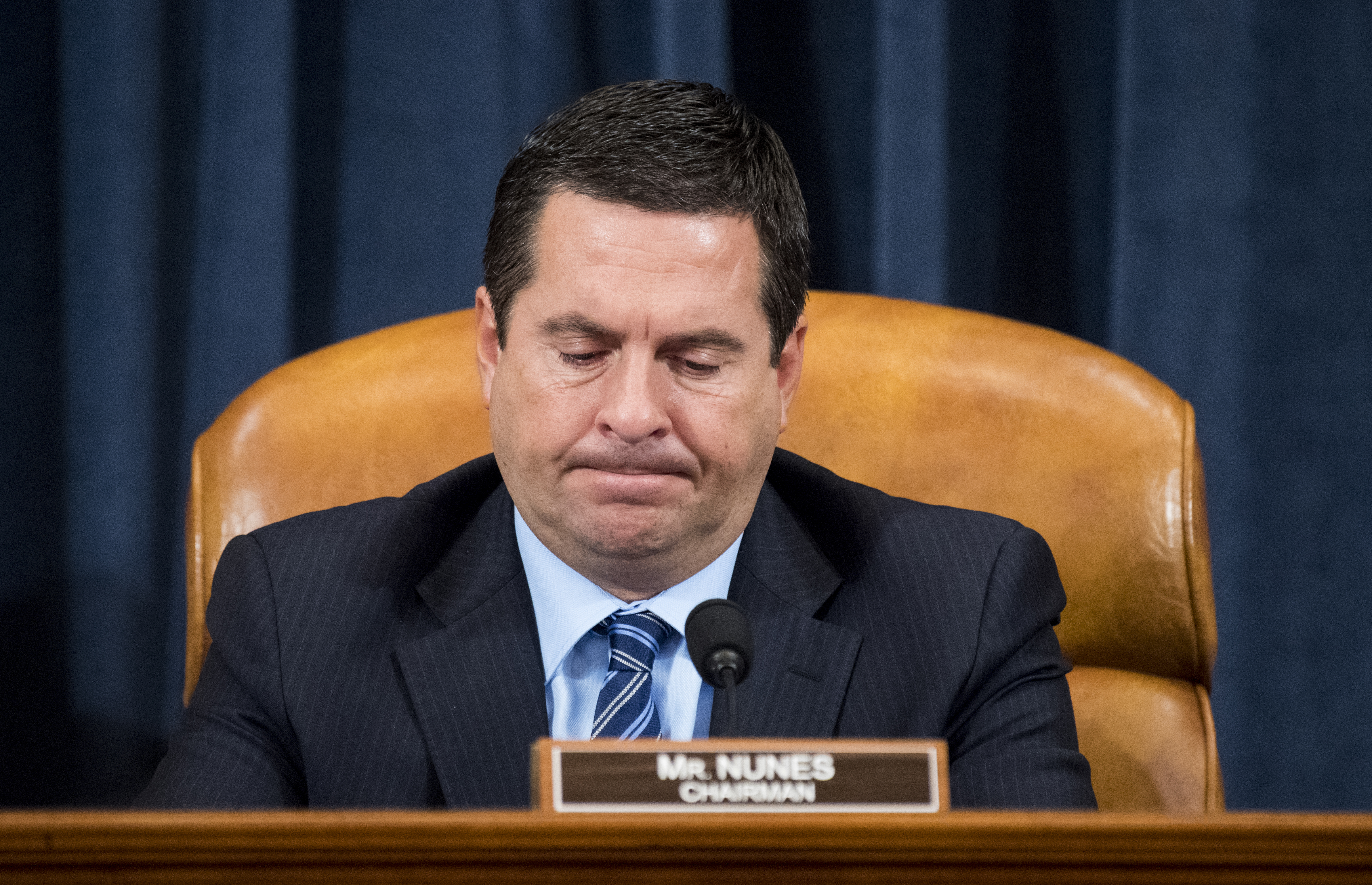 Chairman Rep. Devin Nunes, R-Calif., listens during the House Intelligence Committee hearing on "Chinas Threat to American Government and Private Sector Research and Innovation Leadership" on Thursday, July 19, 2018. (Photo By Bill Clark/CQ Roll Call)