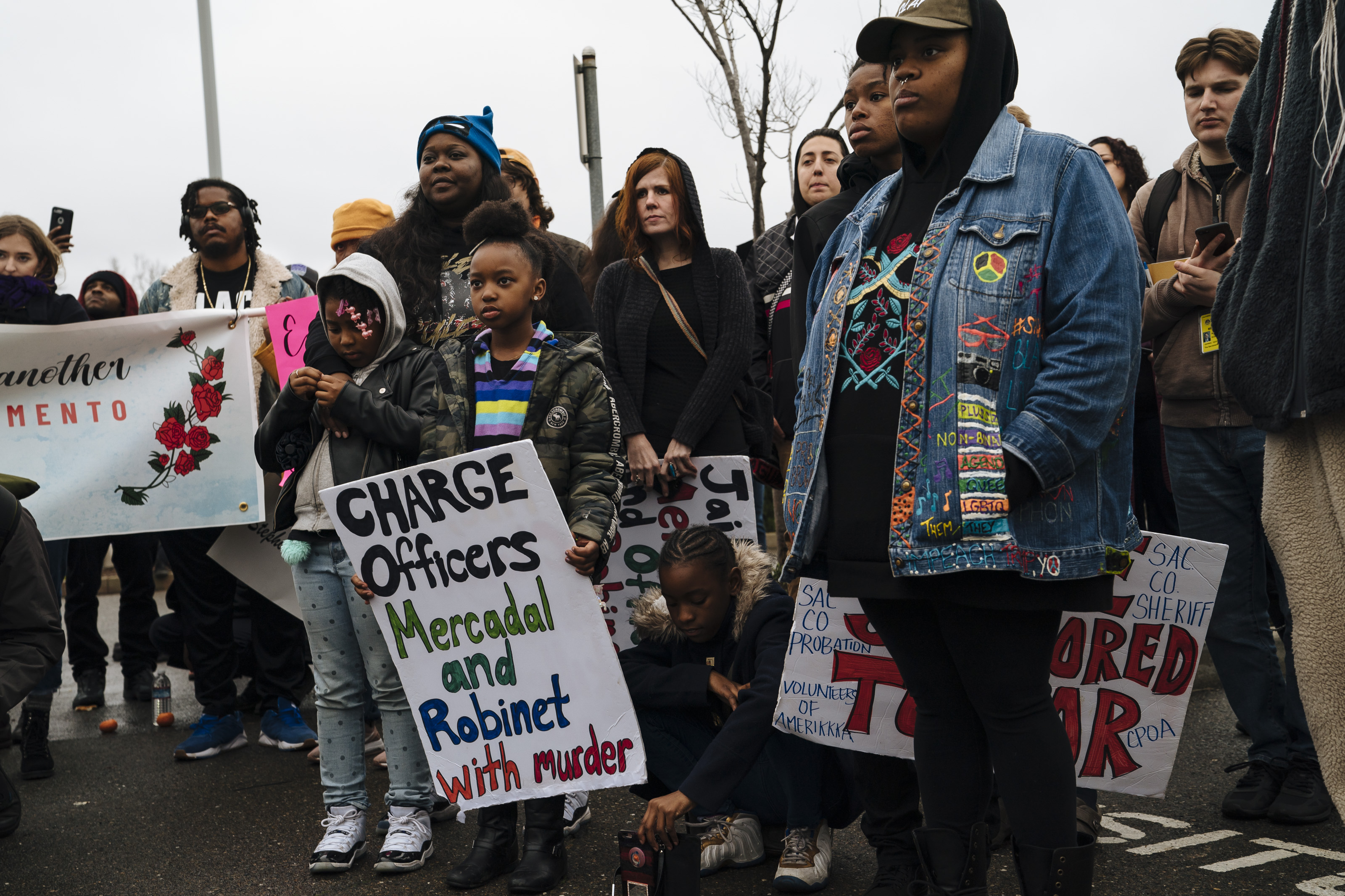 Demonstrators protesting outside the Sacramento Police Department on Saturday after learning that the officers who shot Stephon Clark would not be charged. CREDIT: Mason Trinca/Getty Images