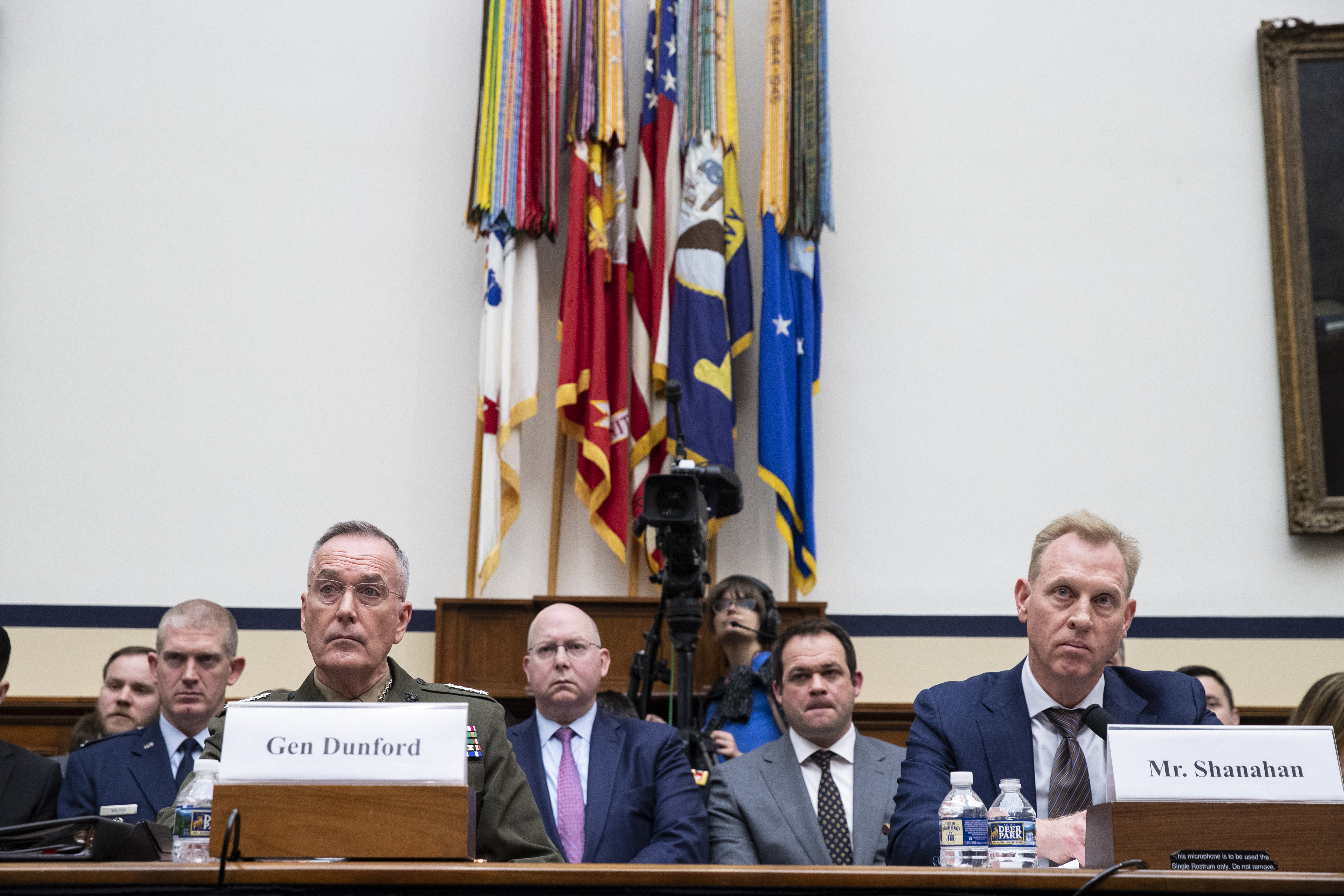 Chairman of the Joint Chiefs of Staff Gen. Joseph Dunford and Acting Secretary of Defense Patrick Shanahan testify during a House Armed Services Committee hearing regarding the fiscal year 2020 National Defense Authorization Budget Request from the Department of Defense, March 26, 2019 in Washington, D.C. CREDIT: Drew Angerer/Getty Images.
