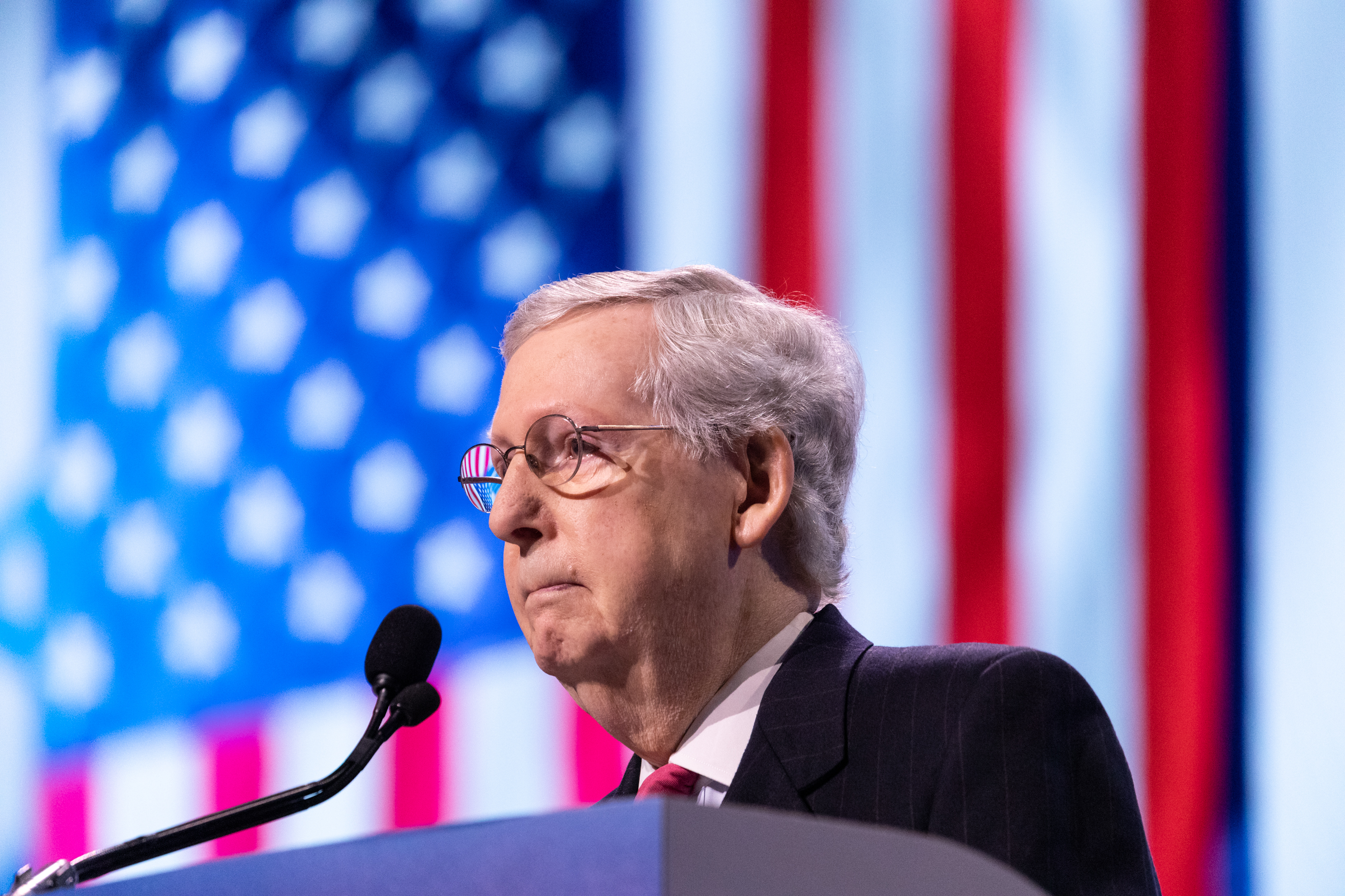 Senate Majority Leader Mitch McConnell, speaks at the 2019 American Israel Public Affairs Committee (AIPAC) Policy Conference, at the Walter E. Washington Convention Center in Washington, D.C., on Tuesday, March 26, 2019. (Photo by Cheriss May/NurPhoto via Getty Images)