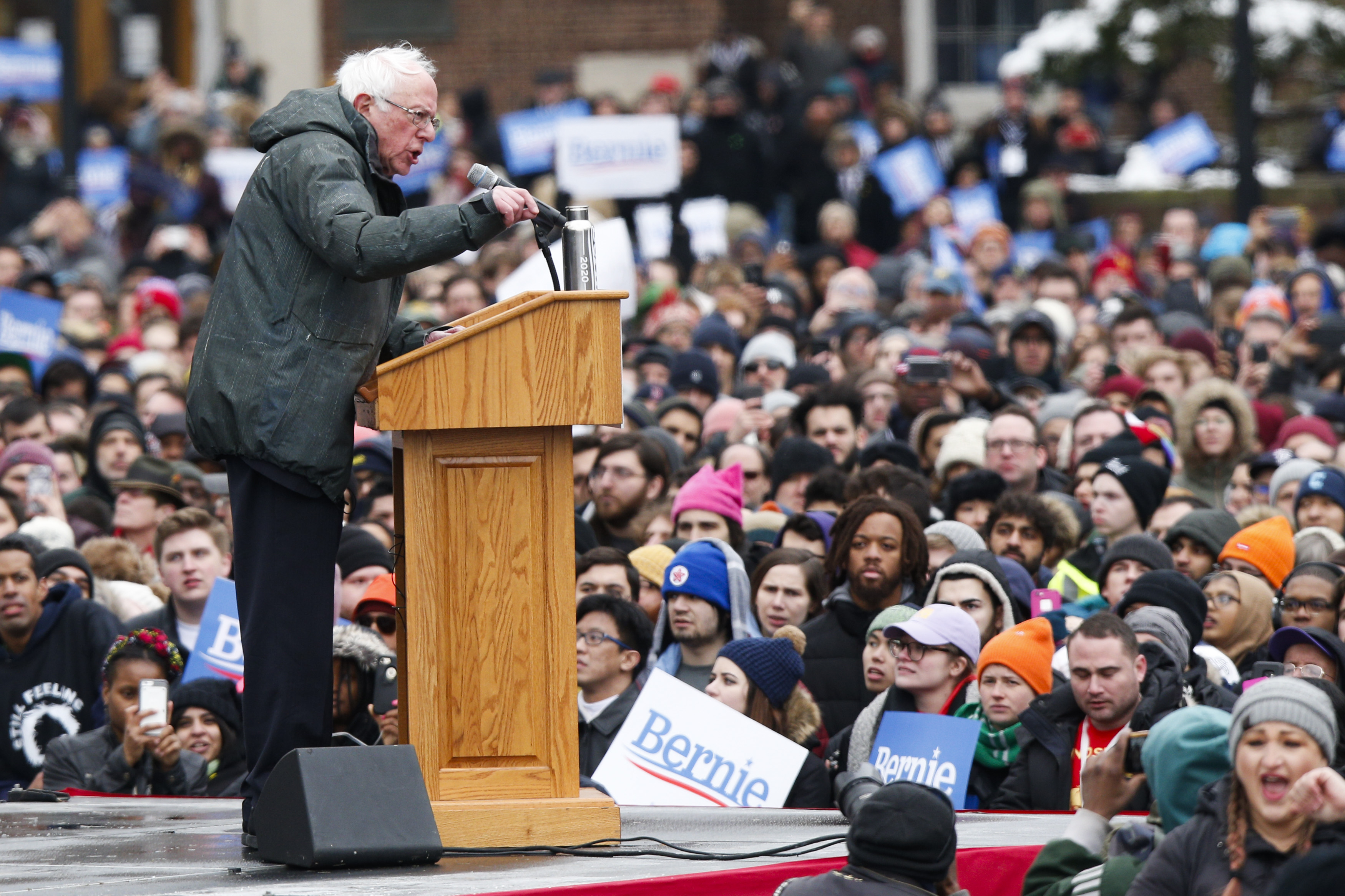 NEW YORK, NY - MARCH 02: Democratic Presidential candidate U.S. Sen. Bernie Sanders (I-VT) holds his first presidential campaign rally at Brooklyn College on March 02, 2019 in Brooklyn, New York. CREDIT: Kena Betancur/Getty Images