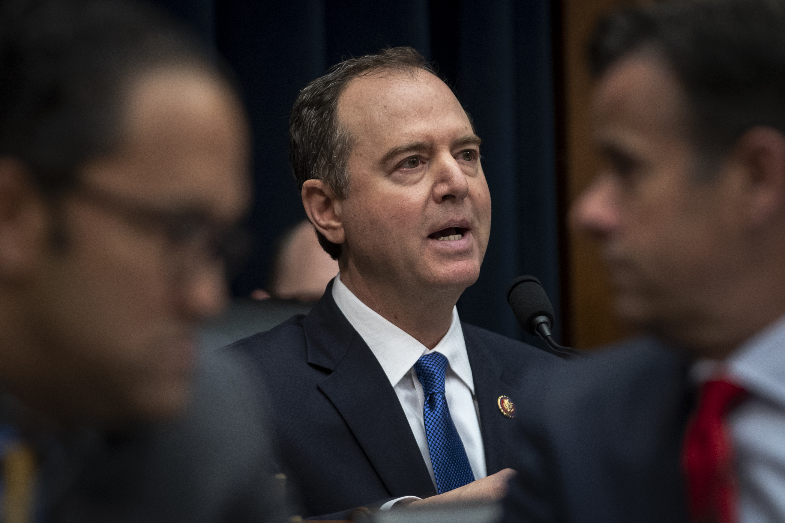 WASHINGTON, DC - MARCH 28: U.S. House Select Committee on Intelligence Chairman Adam Schiff (D-CA) arrives for a hearing concerning 2016 Russian interference tactics in the U.S. elections amid Republican calls for Schiff to resign as chairman, in the Rayburn House Office Building, March 28, 2019 in Washington, DC. Every Republican on the committee signed a letter on Thursday demanding that Schiff step down. (Photo by Drew Angerer/Getty Images)
