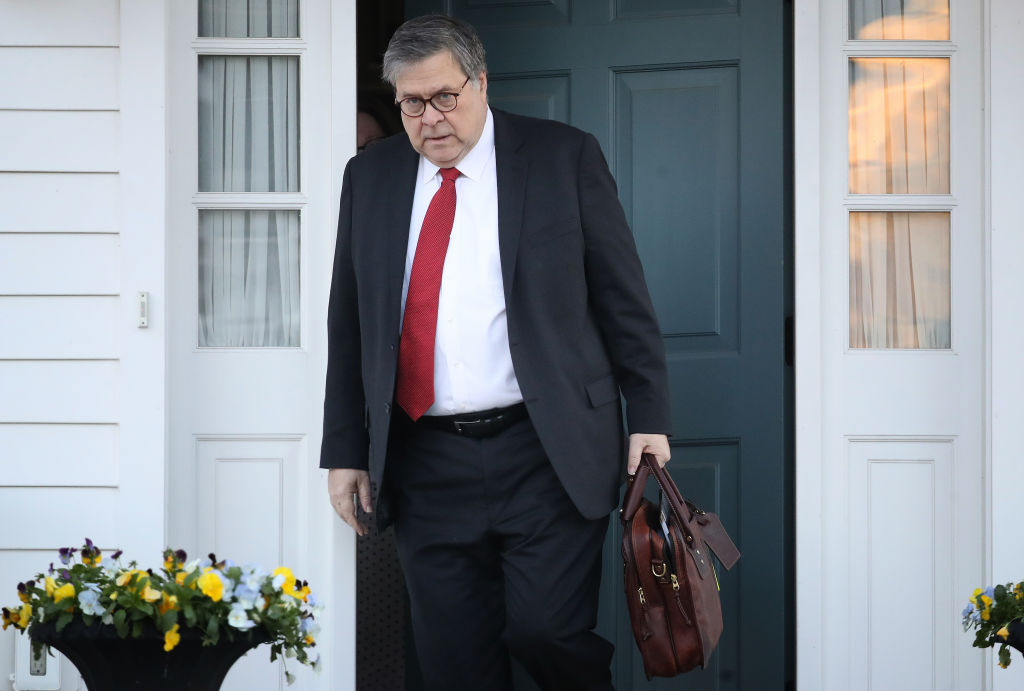 Attorney General William Barr departs his home March 26, 2019.