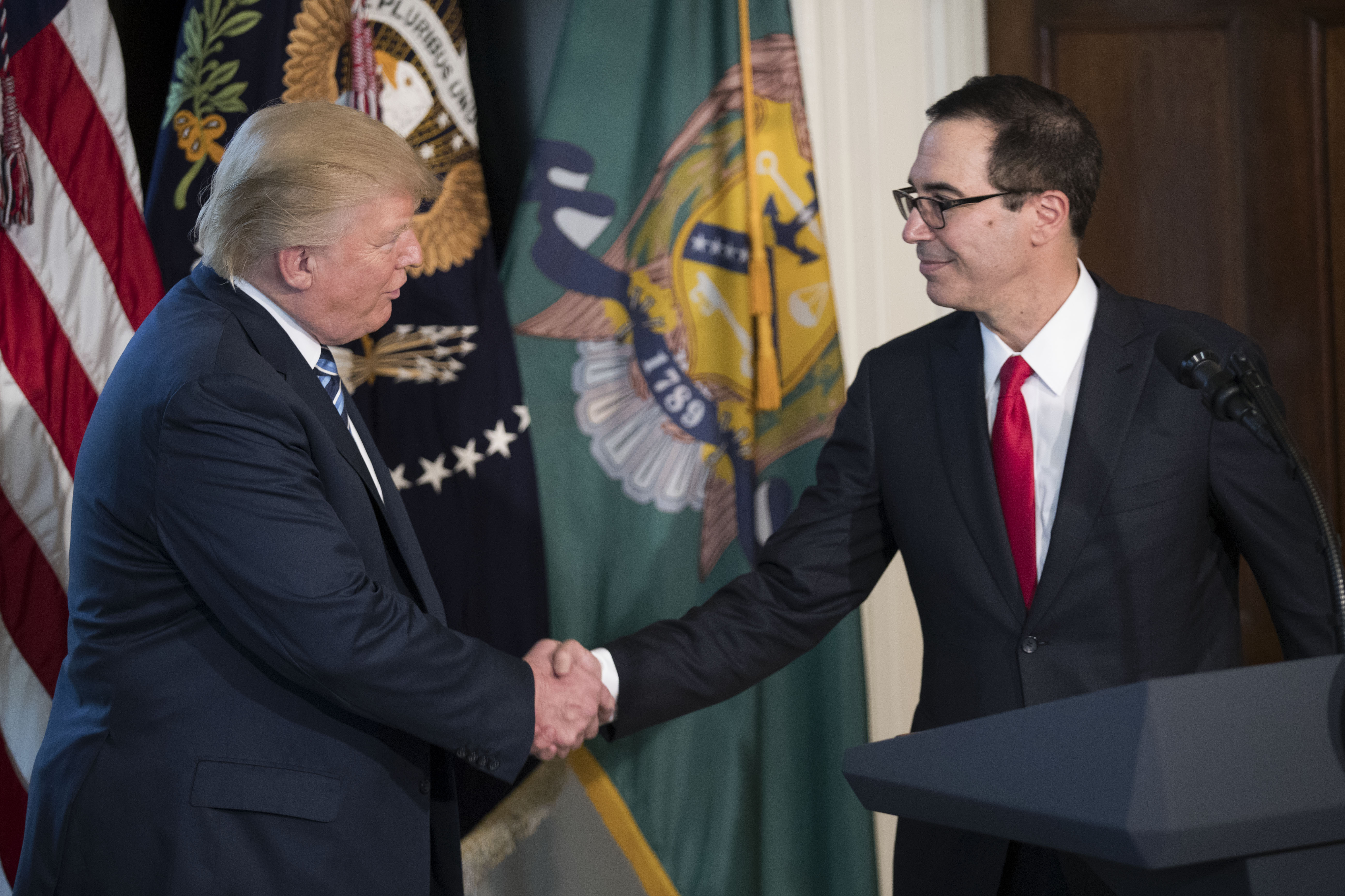 President Donald Trump and Treasury Secretary Steve Mnuchin (Shawn Thew - Pool/Getty Images)