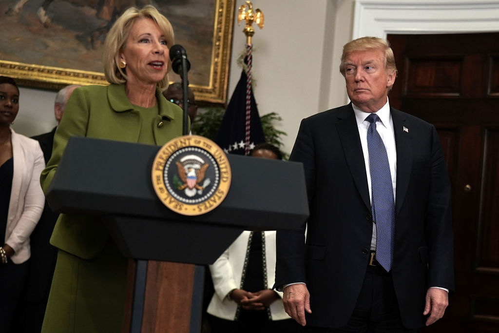 Education Secretary Betsy DeVos with President Donald Trump. (CREDIT: Alex Wong/Getty Images)
