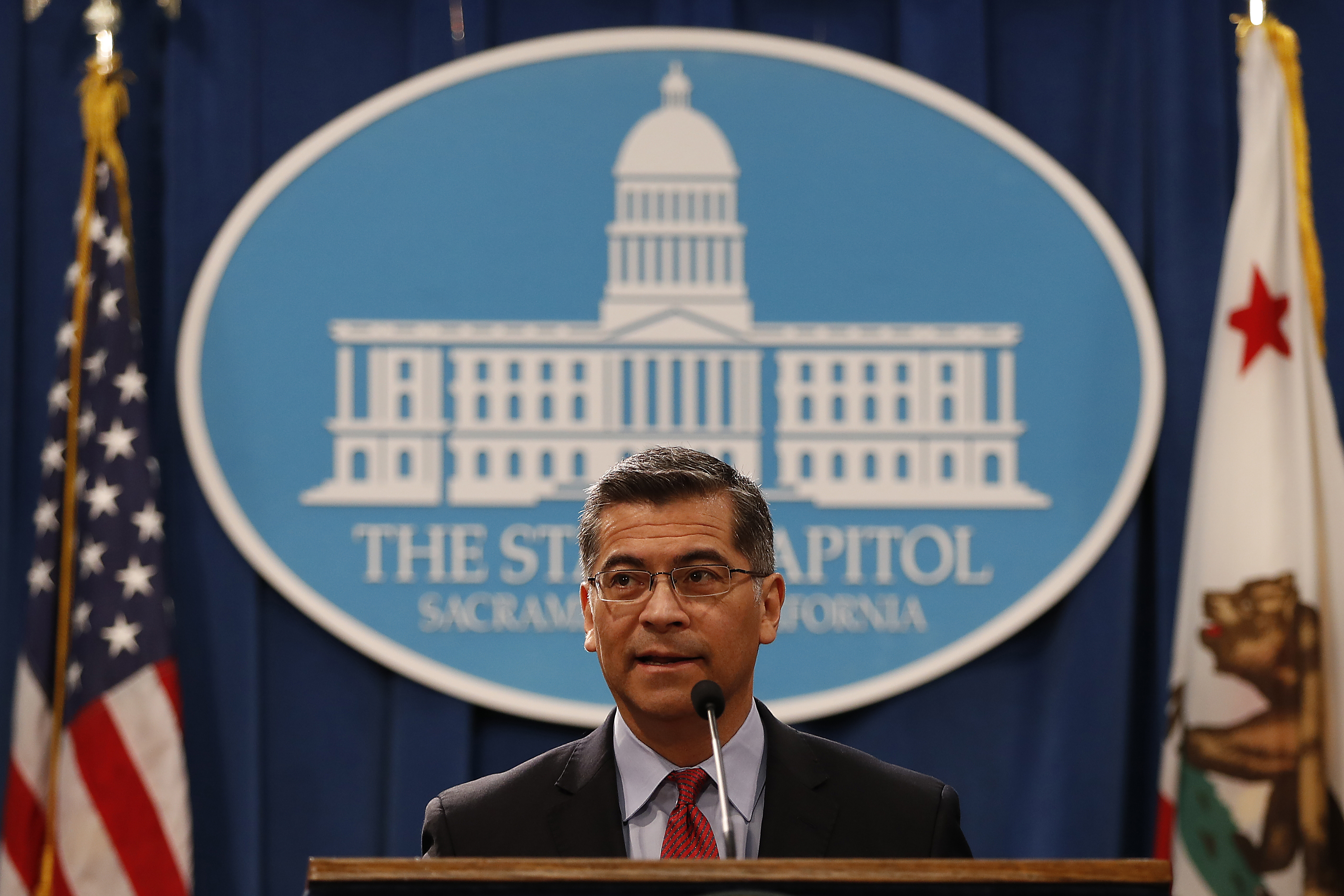 California Attorney General Xavier Becerra speaks during a press conference at the California State Capitol on March 7, 2018 in Sacramento, California. (Photo Credit: Stephen Lam/Getty Images)