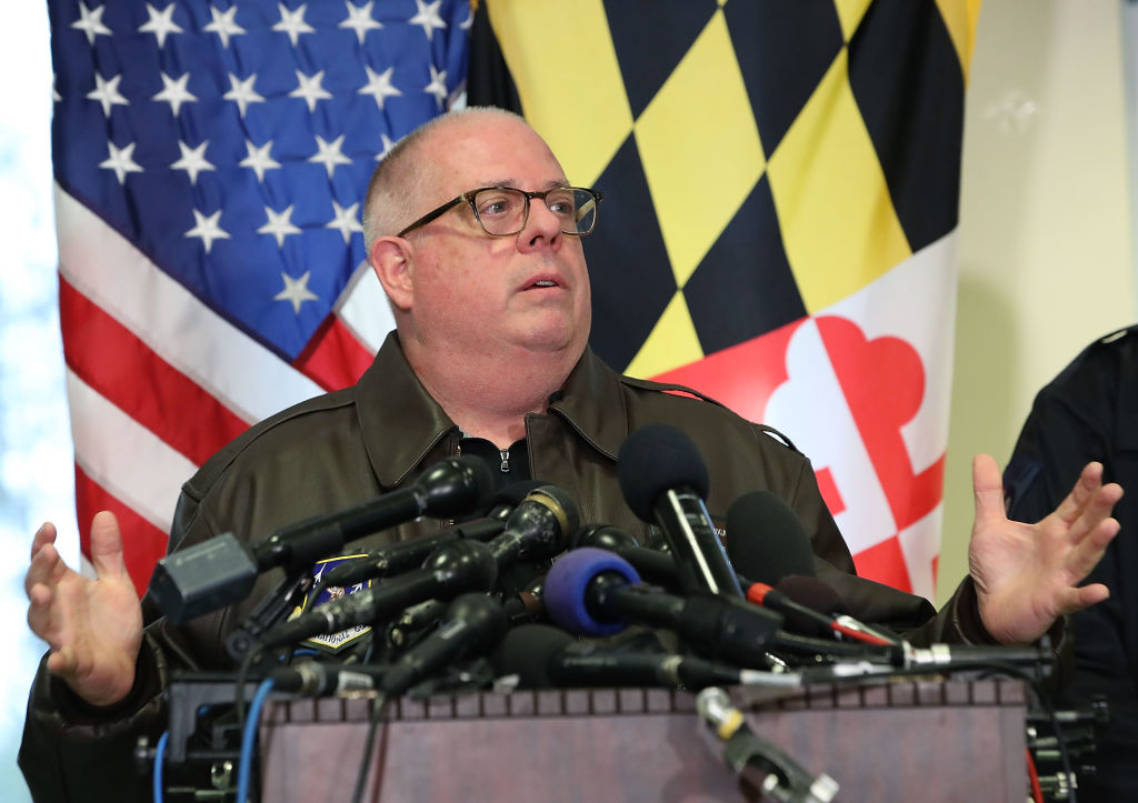 Gov. Larry Hogan (R-MD) speaking after a March 2018 school shooting