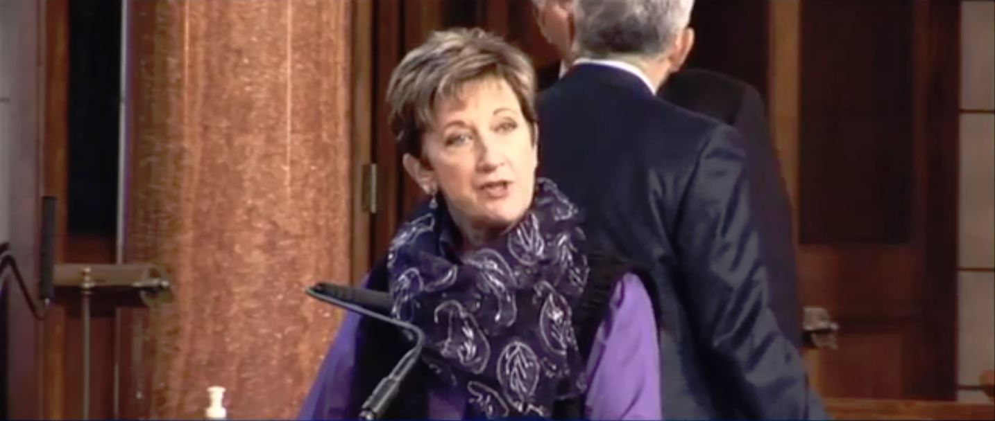 Sen. Patty Pansing Brooks (D) argues in favor of her LGBTQ employment protections bill Tuesday. (PHOTO CREDIT: Nebraska Educational Telecommunications/Screenshot)