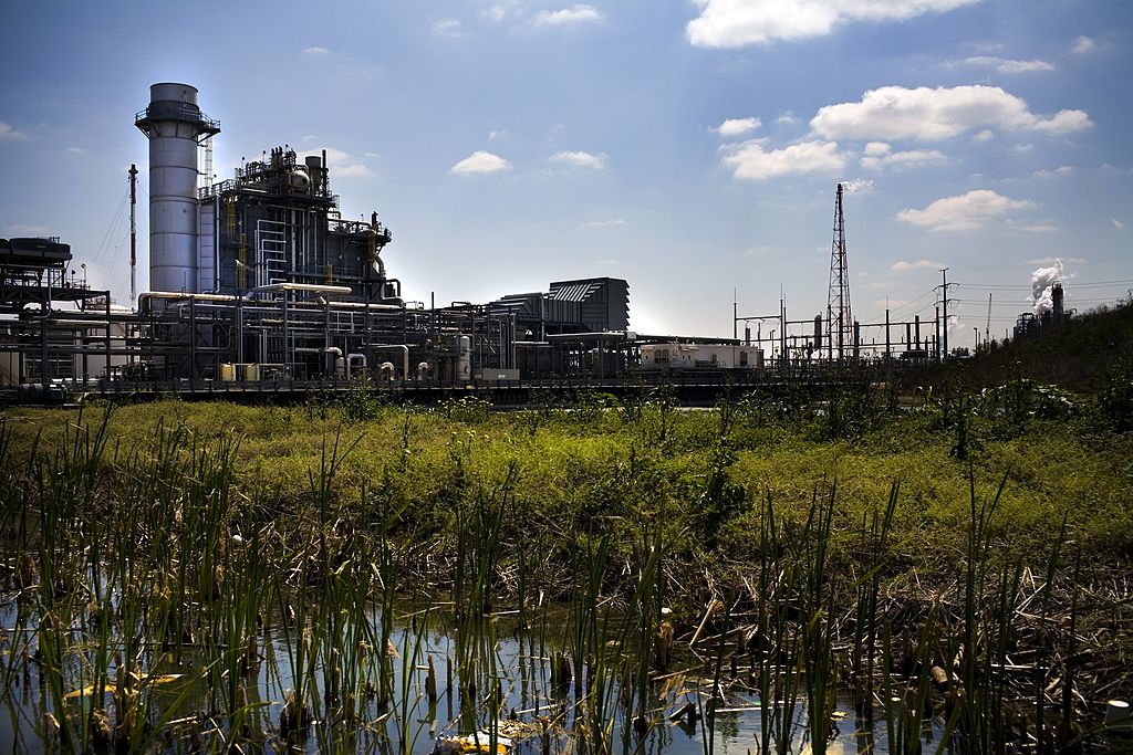 An Exxon gas refinery in Baytown, Texas. (Credit: Benjamin Lowy/Reportage by Getty Images)
