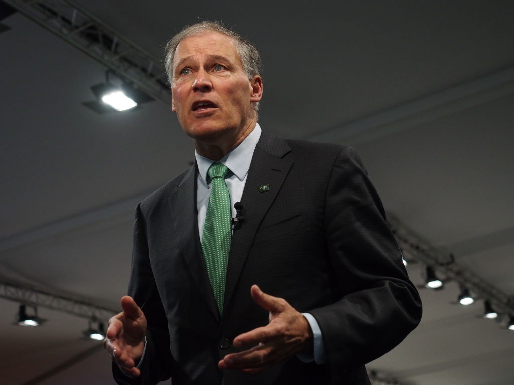 Jay Robert Inslee, governor of Washington, speaking at the United Nations Framework Convention on Climate Change - UNFCCC - COP23. (Photo by Fotoholica Press/LightRocket via Getty Images)