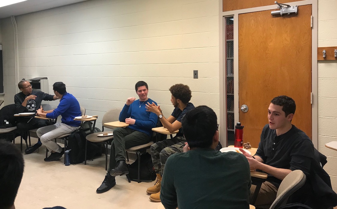 Students pair up to talk about their relationships with family, friends, and partners. CREDIT: Casey Quinlan