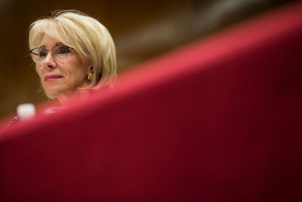 Secretary of Education Betsy DeVos testified at a Senate hearing in March