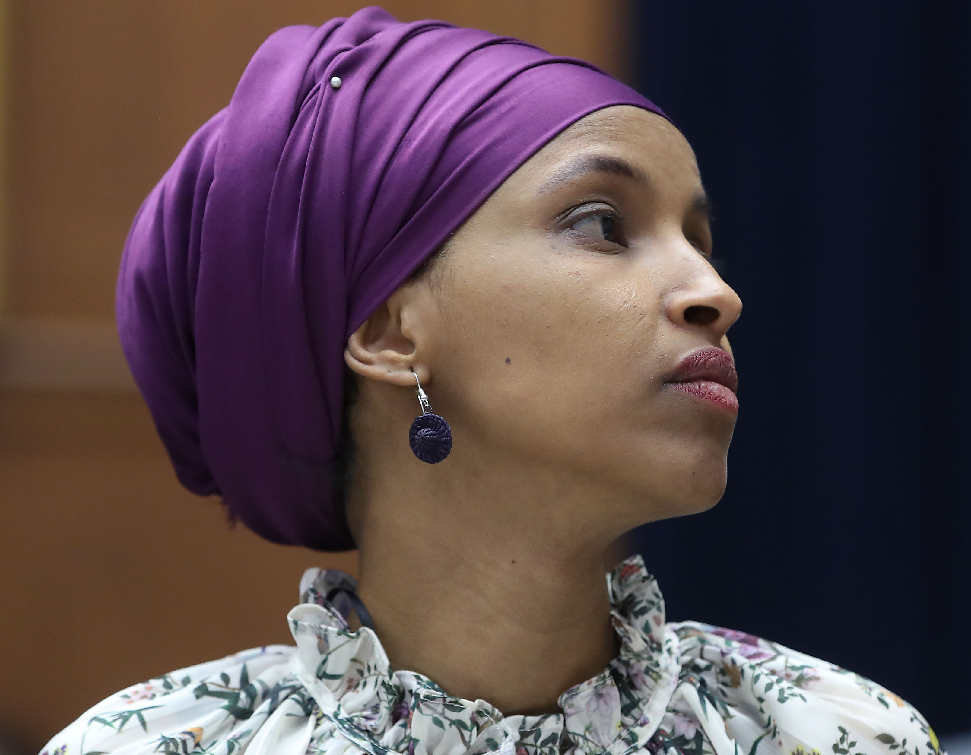 Rep. Ilhan Omar (D-MN) participates in a House Education and Labor Committee Markup on the H.R. 582 Raise The Wage Act, in the Rayburn House Office Building on March 6, 2019 in Washington, DC. (Photo by Mark Wilson/Getty Images)