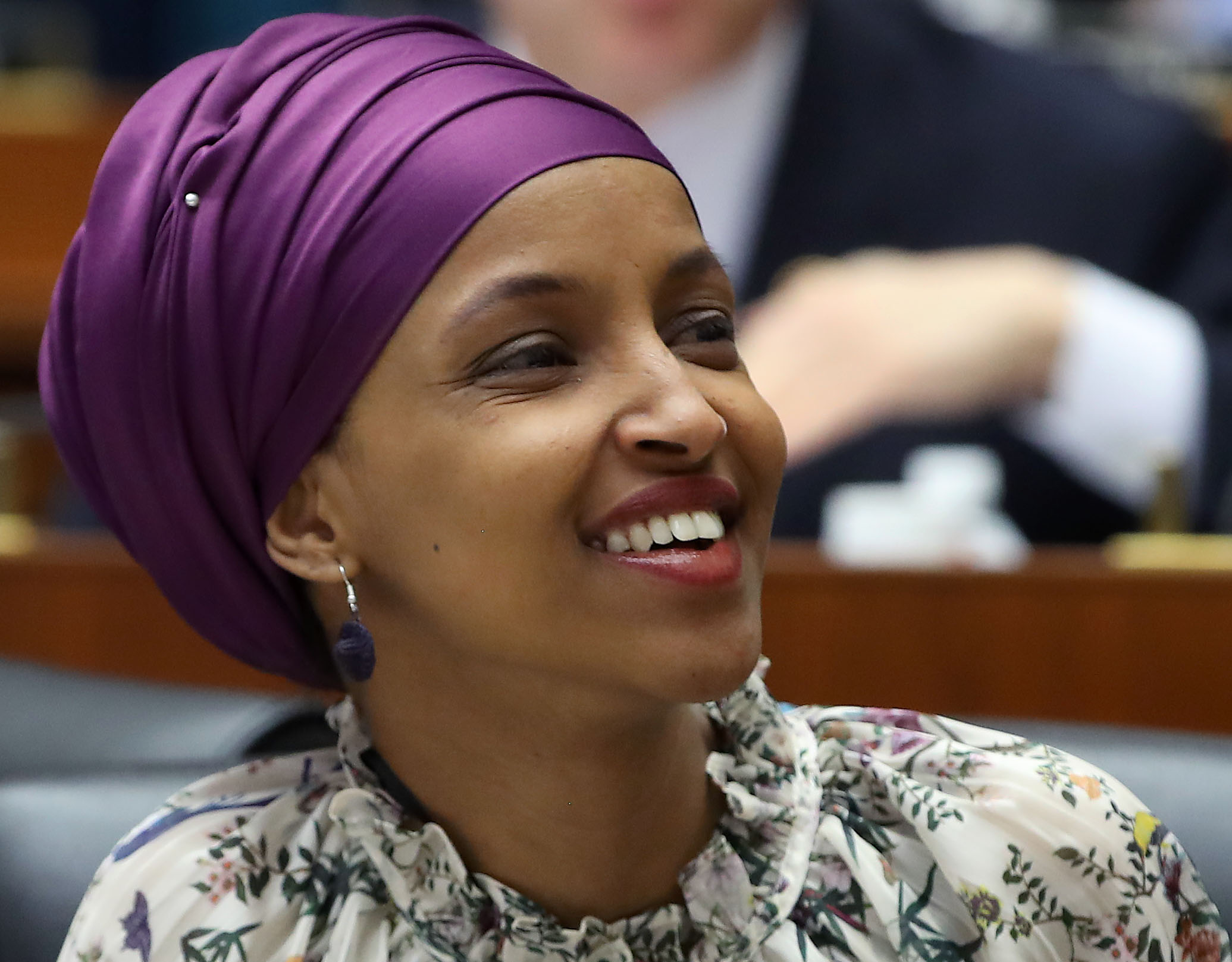 Rep. Ilhan Omar (D-MN) participates in a House Education and Labor Committee Markup. (Photo by Mark Wilson/Getty Images)