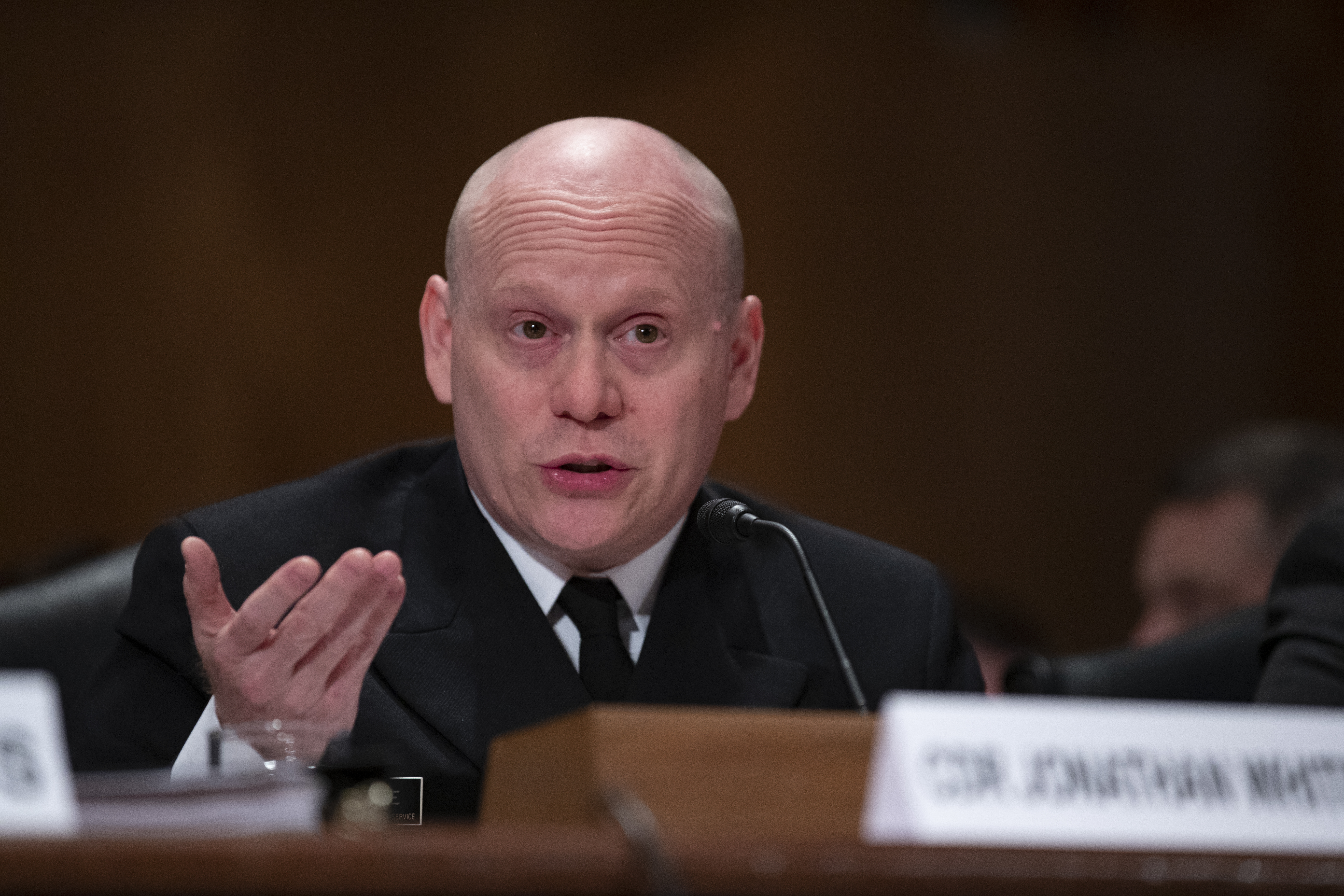 Jonathan White, deputy director for children's programs in the Office of Emergency Management and Medical Operations in the Office of Assistant Homeland Security Secretary for Preparedness and Response, testifies during a U.S. Senate Homeland Security Committee hearing on migration on the Southern U.S Border on April 9, 2019 in Washington, DC. (Photo Credit: Alex Edelman/Getty Images)