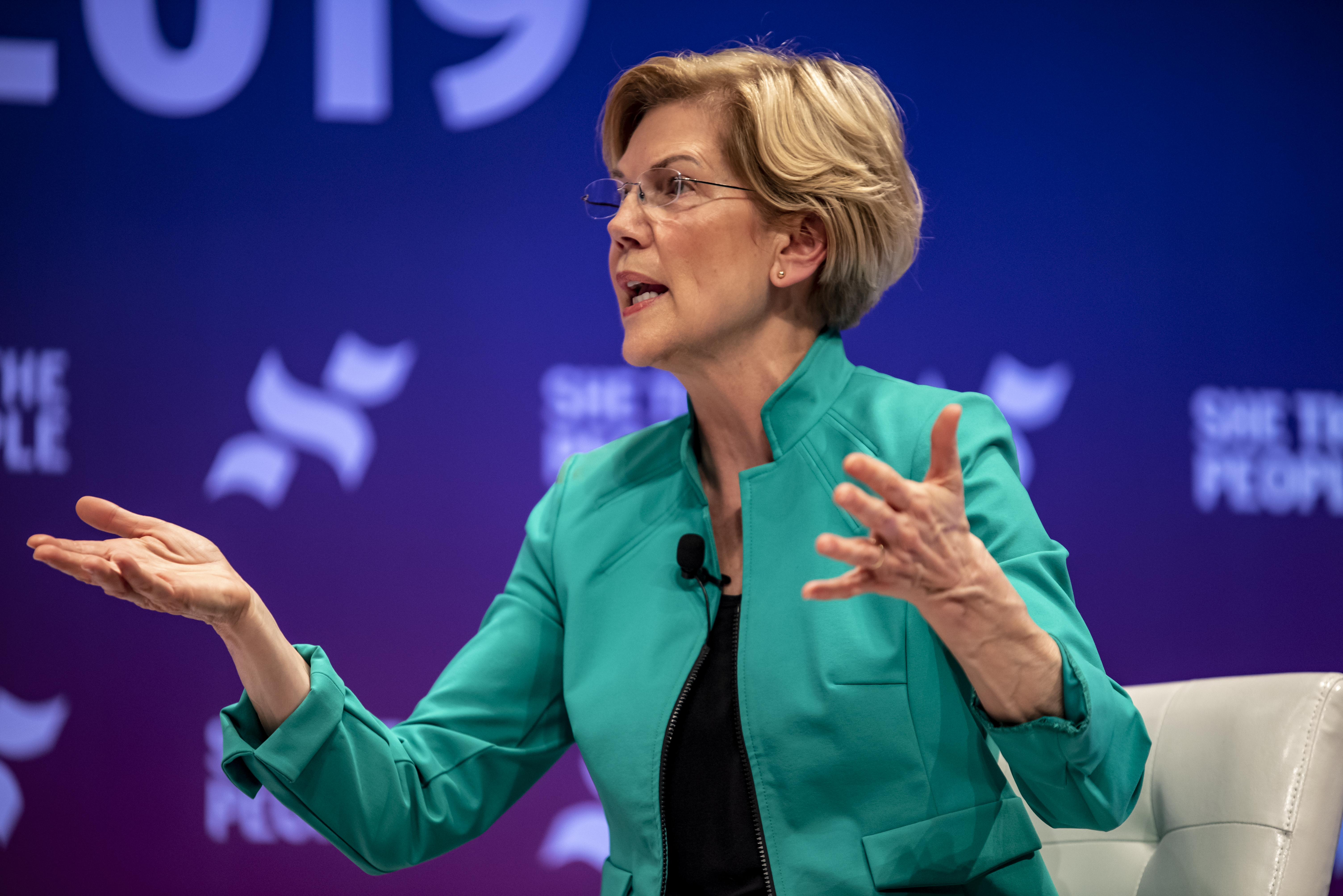 Democratic presidential candidate Sen. Elizabeth Warren (D-MA) speaks to a crowd at the She The People Presidential Forum at Texas Southern University on April 24, 2019 in Houston, Texas. CREDIT: Sergio Flores/Getty Images