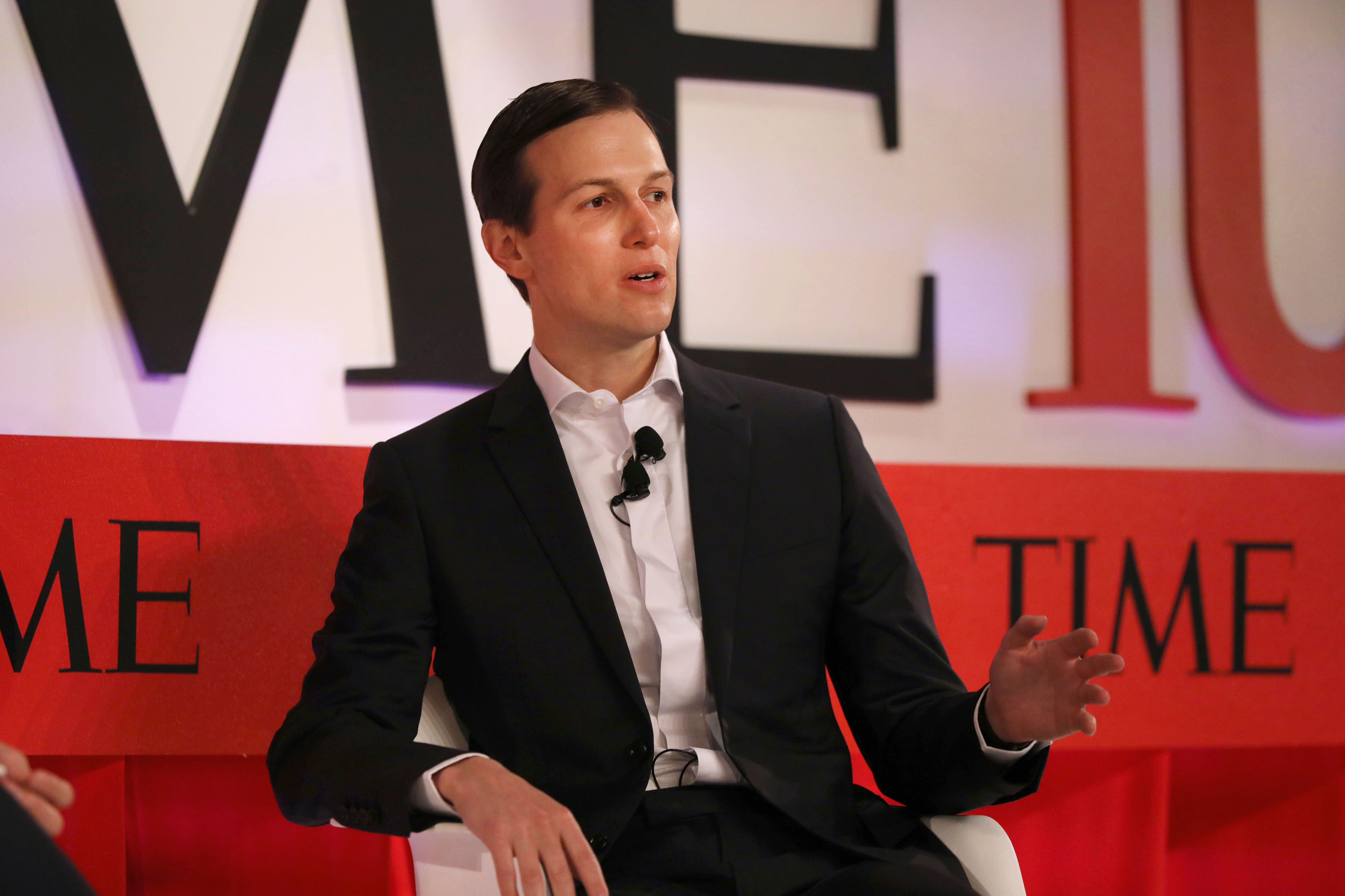 Senior advisor to the President of the United States, Jared Kushner , speaks to White House correspondent Brian Bennett at the TIME 100 Summit on April 23, 2019 in New York City. CREDIT: Spencer Platt/Getty Images.