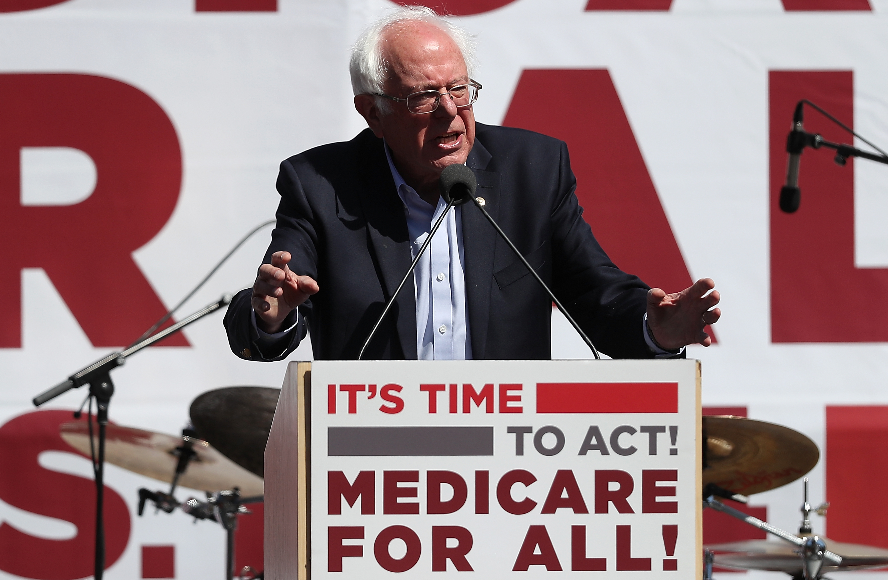Sen. Bernie Sanders (I-VT) speaks during a health care rally at the 2017 Convention of the California Nurses Association/National Nurses Organizing Committee on September 22, 2017 in San Francisco, California. Sen. Bernie Sanders addressed the California Nurses Association about his Medicare for All Act of 2017 bill. (Photo by Justin Sullivan/Getty Images)