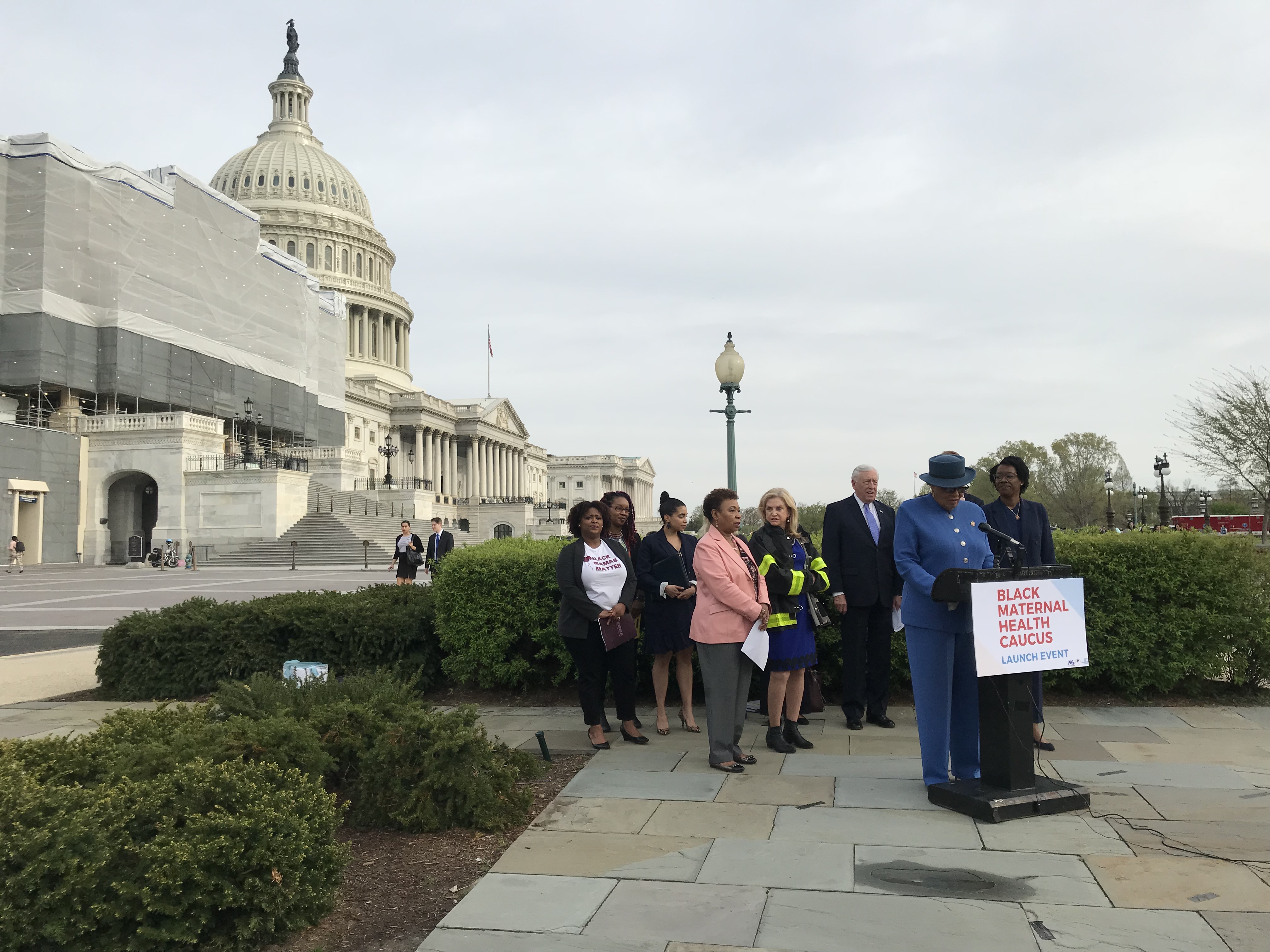 Reps. Alma Underwood (D-NC) and Lauren Underwood (D-IL) launch the first Black Maternal Health Caucus, Washington, D.C., April 9, 2019. (PHOTO CREDIT: Amanda Michelle Gomez/ThinkProgress)