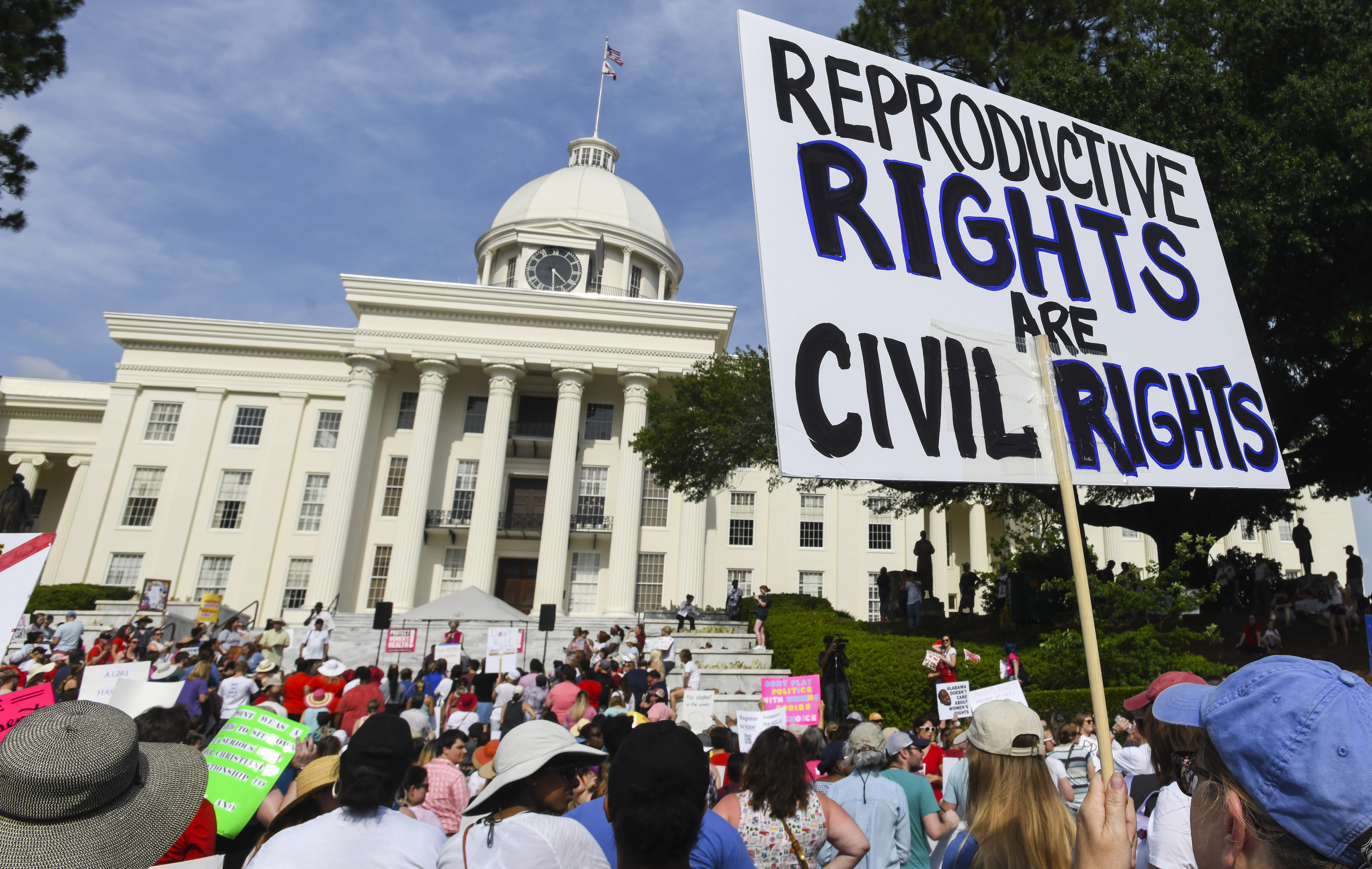 Protestors participate in a rally against one of the nation's most restrictive bans on abortions on May 19, 2019 in Montgomery, Alabama. (Photo by Julie Bennett/Getty Images)