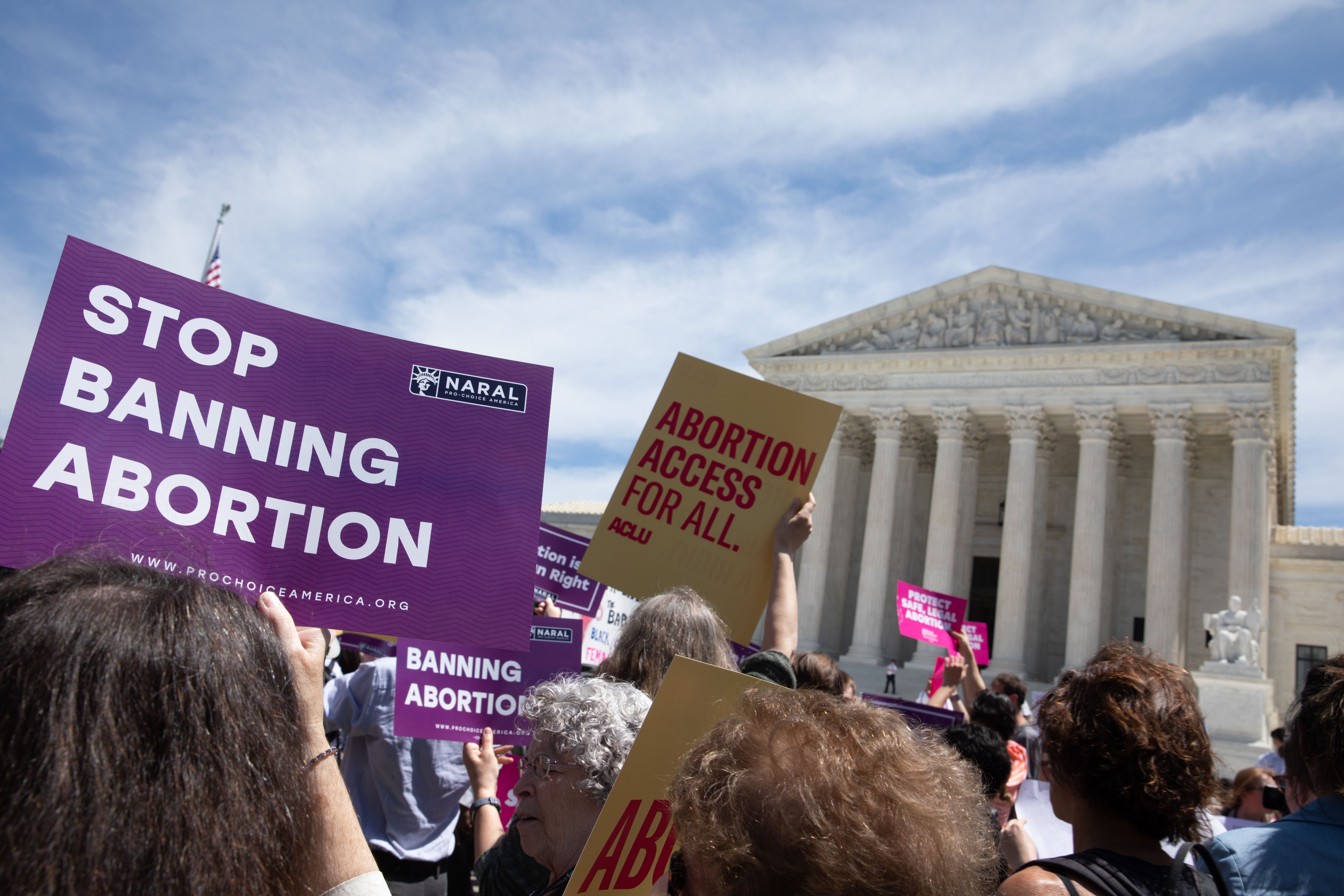 Abortion-rights activists gathered outside the U.S. Supreme Court to protest against the recent abortion laws passed across the country in recent weeks on Tuesday, May 21, 2019. Washington, D.C. CREDIT: Aurora Samperio/NurPhoto via Getty Images