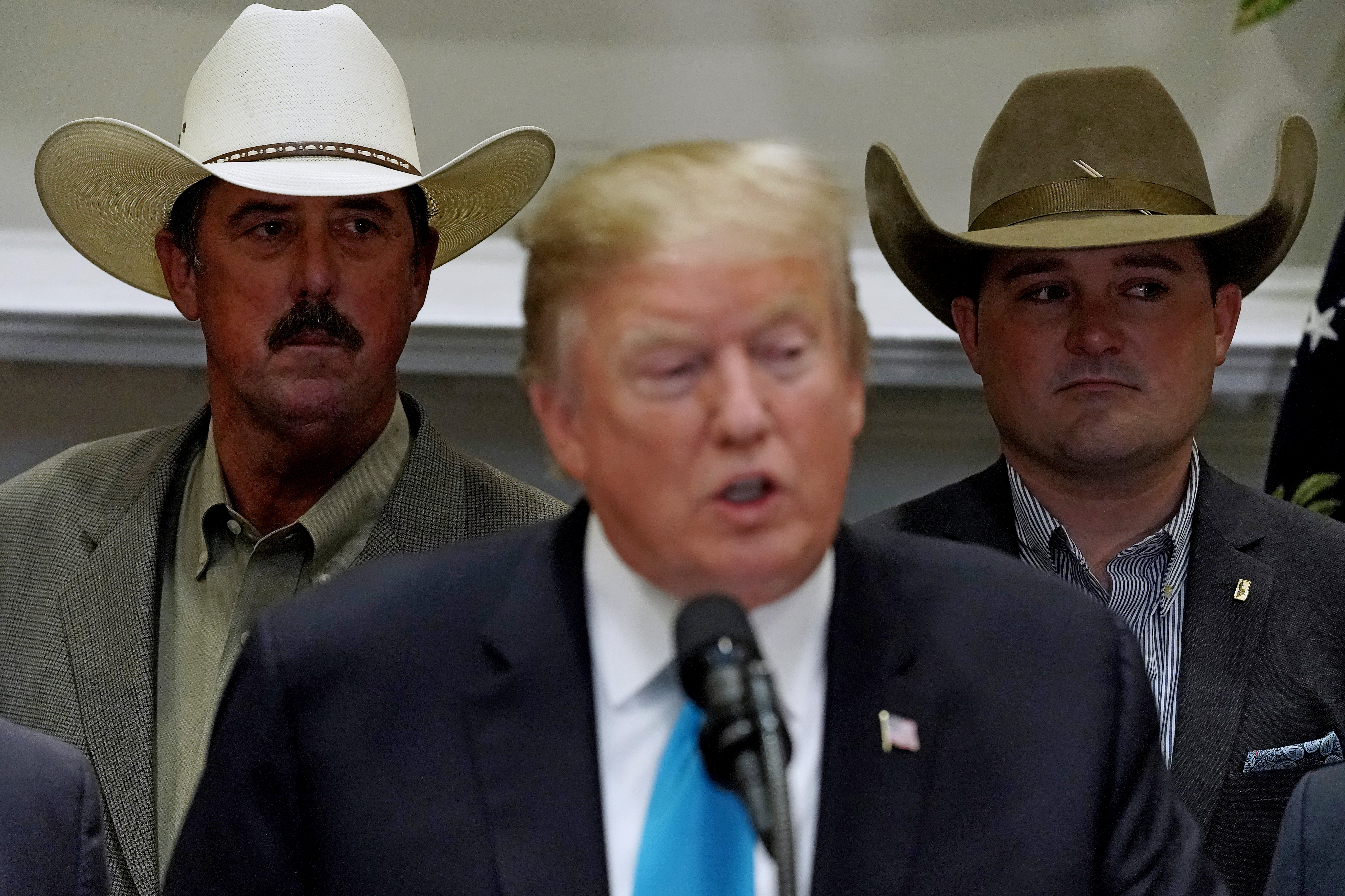 President Donald Trump delivers remarks in support of farmers and ranchers in the Roosevelt Room at the White House May 23, 2019 in Washington, D.C. CREDIT: Chip Somodevilla/Getty Images.