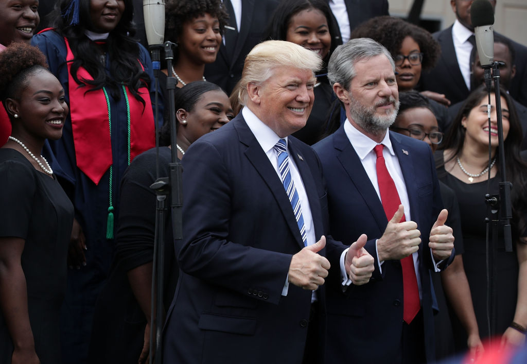 President Donald Trump with Jerry Falwell Jr. in May 2017.