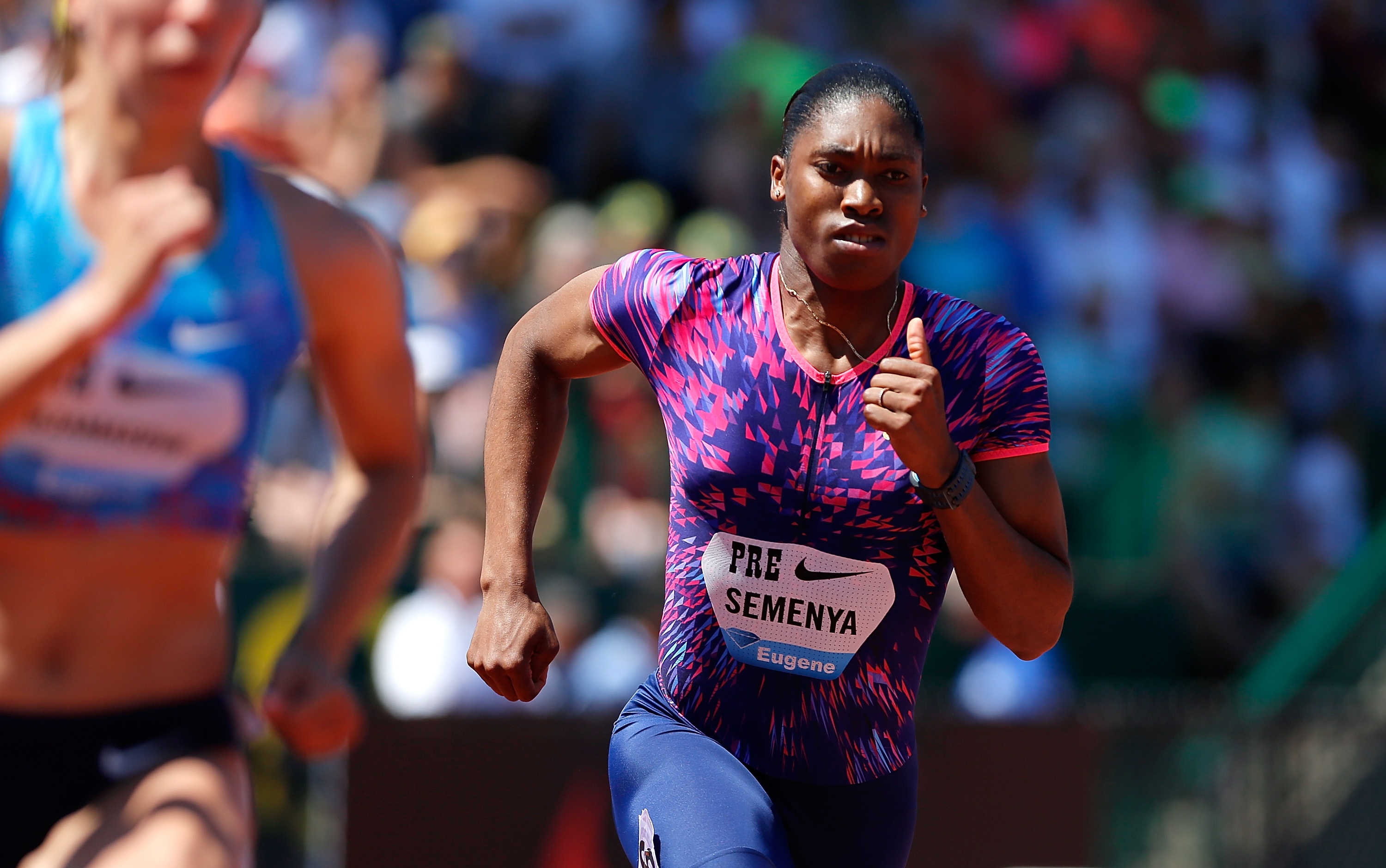 Caster Semeya of South Africa runs in the 800m during the 2017 Prefontaine Classic Diamond League at Hayward Field on May 27, 2017 in Eugene, Oregon. (Photo by Jonathan Ferrey/Getty Images)