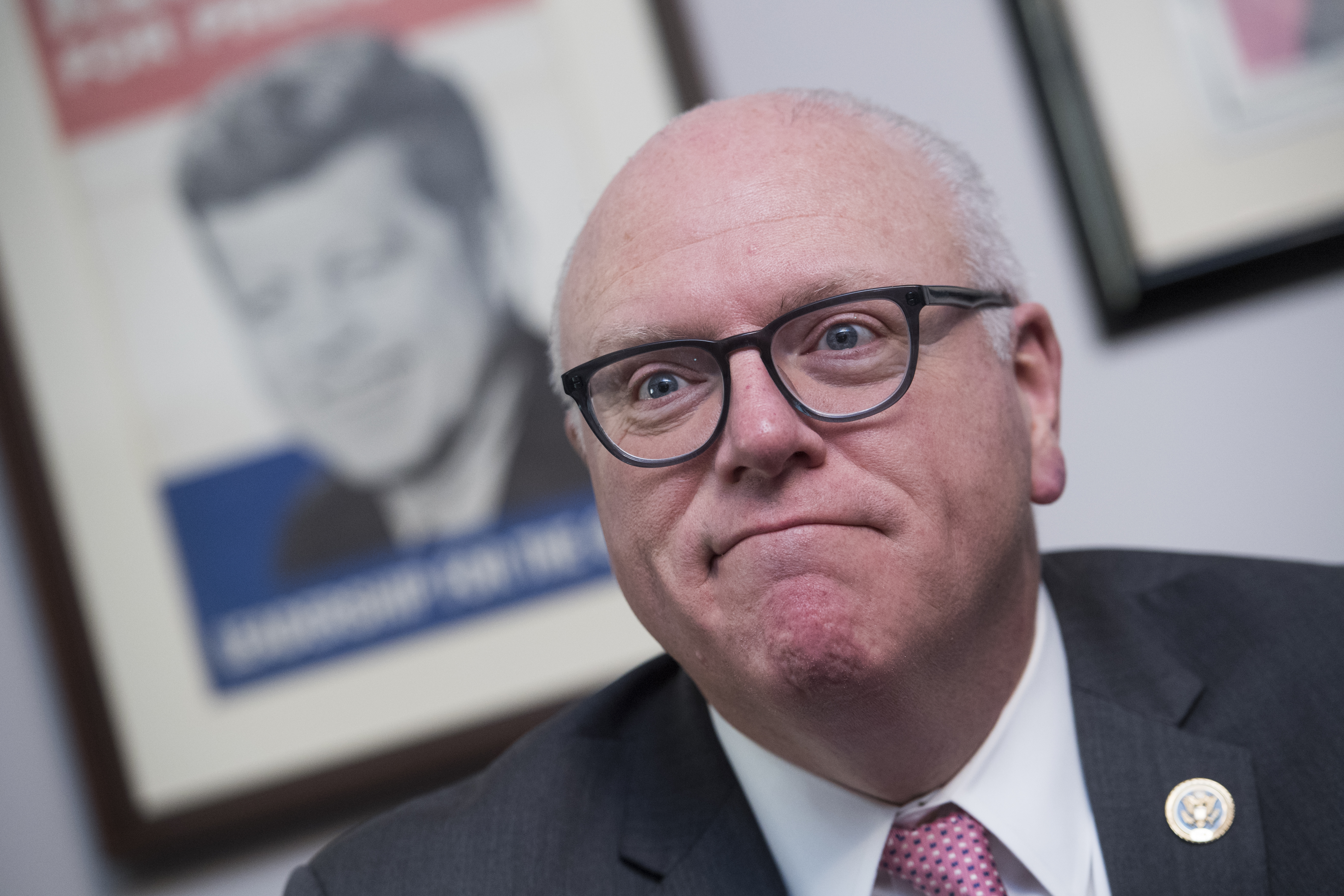 UNITED STATES - FEBRUARY 27: Rep. Joe Crowley, D-N.Y., is interviewed in his Longworth Building office on February 27, 2018. (Photo By Tom Williams/CQ Roll Call)