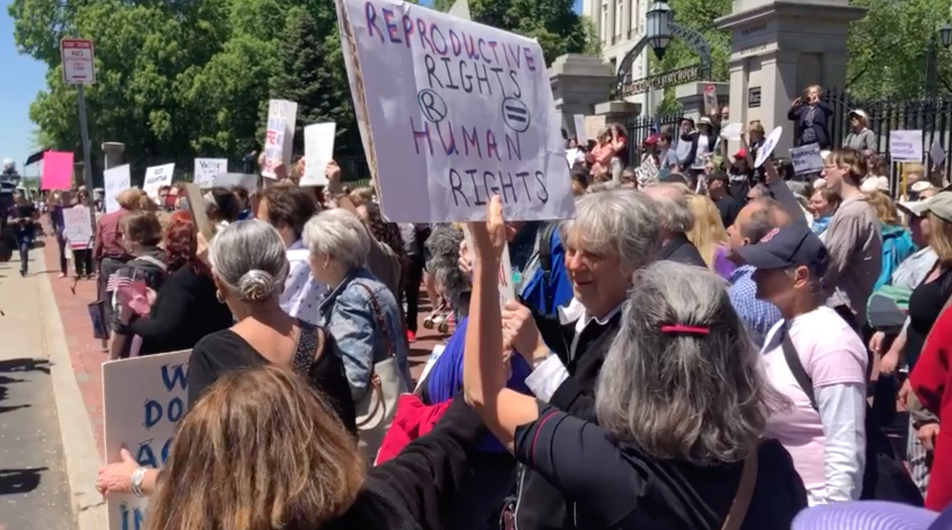 Scenes from the #StopTheBans rally at the Massachusetts state house on May 21, 2019. (Credit: Screenshot, Facebook, Steve Kerrigan)