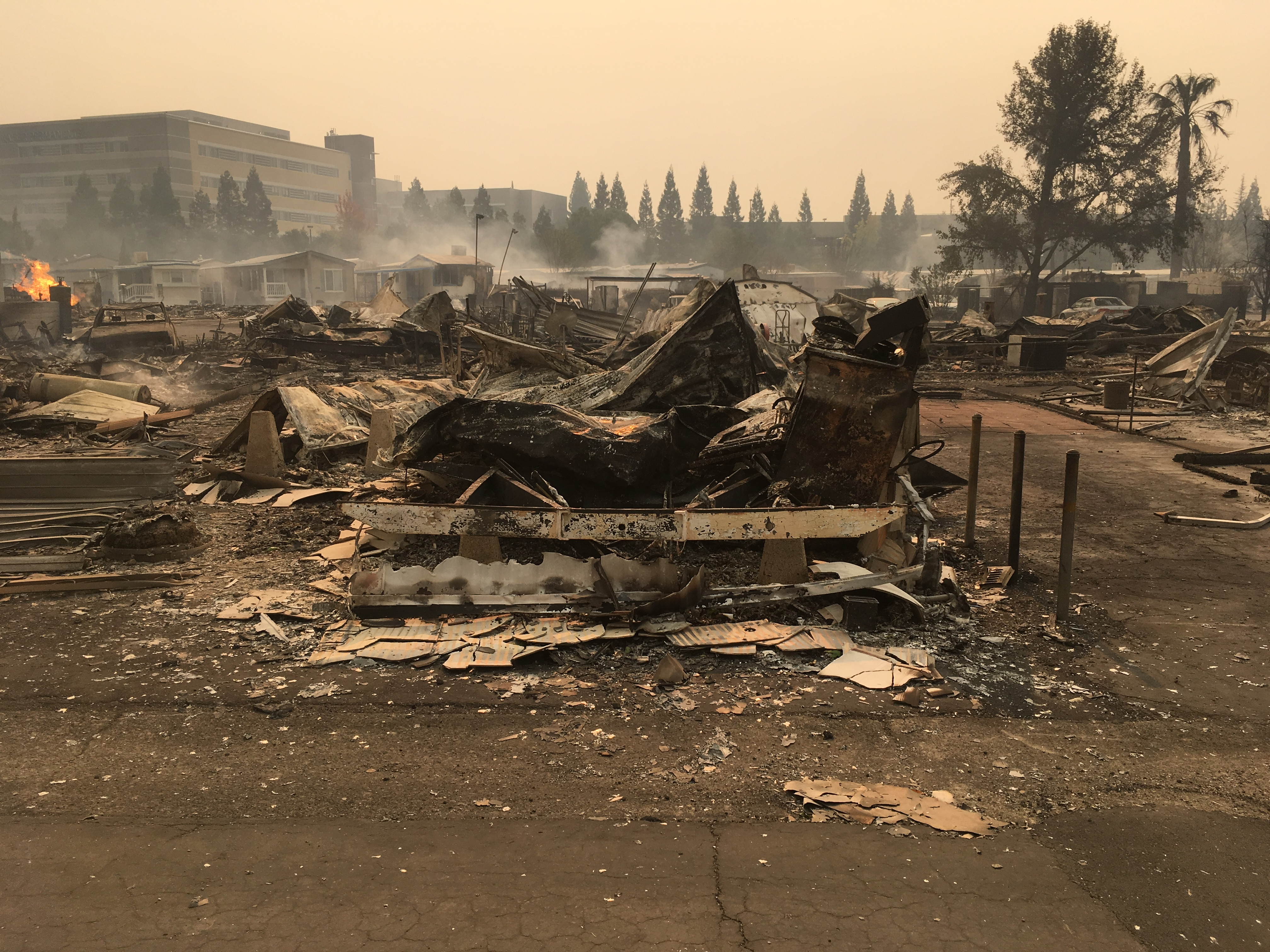 Aftermath of the 2017 Tubbs fire in Sonoma County, California. CREDIT: Wikipedia