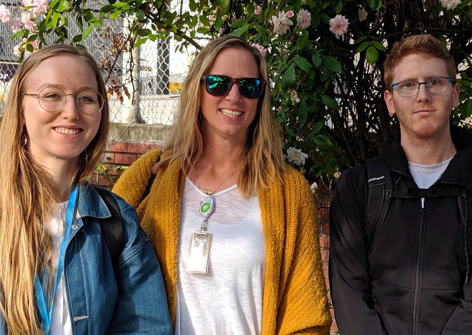 Kathryn Dellinger (middle) at a gathering to push for stronger climate action from Amazon management. CREDIT: Amazon Employees for Climate Justice