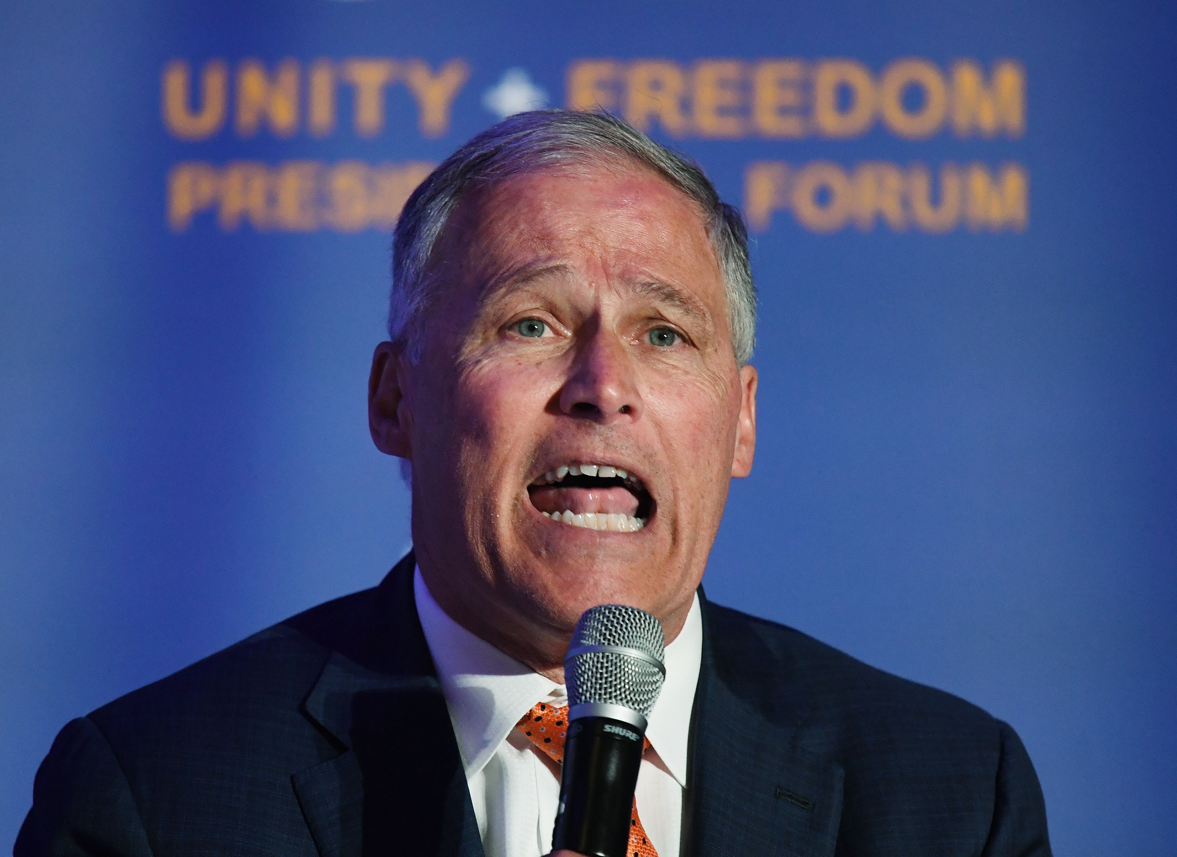 Democratic presidential candidate and Washington Governor Jay Inslee. CREDIT: MARK RALSTON/AFP/Getty Images