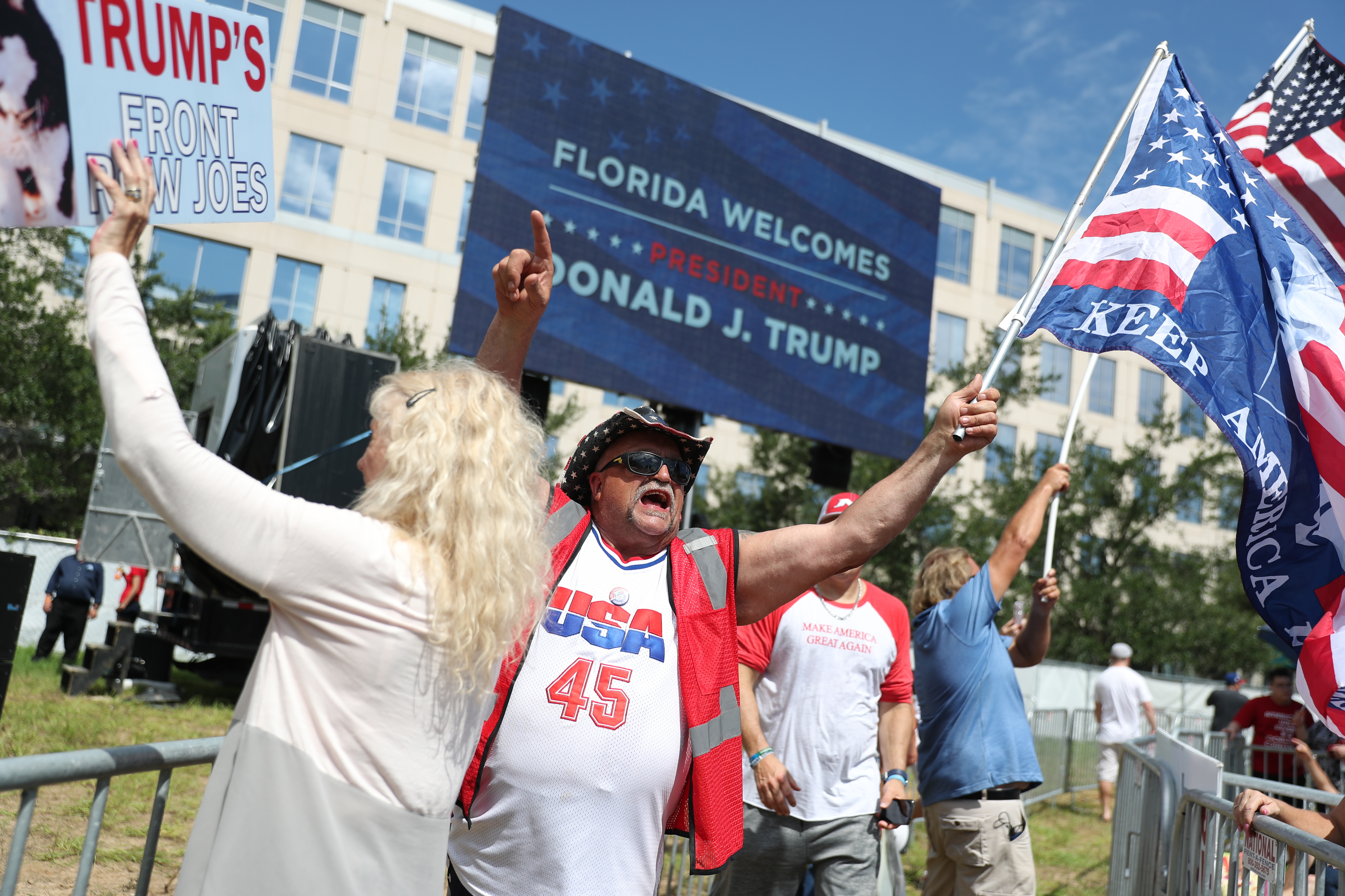 ORLANDO, FLORIDA - JUNE 17: Randal Tom turns out hours before U.S. President Donald Trump is to appear at a rally to officially announce his 2020 reelection bid at the Amway Center on June 18, 2019 in Orlando, Florida. (CREDIT: Joe Raedle/Getty Images)
