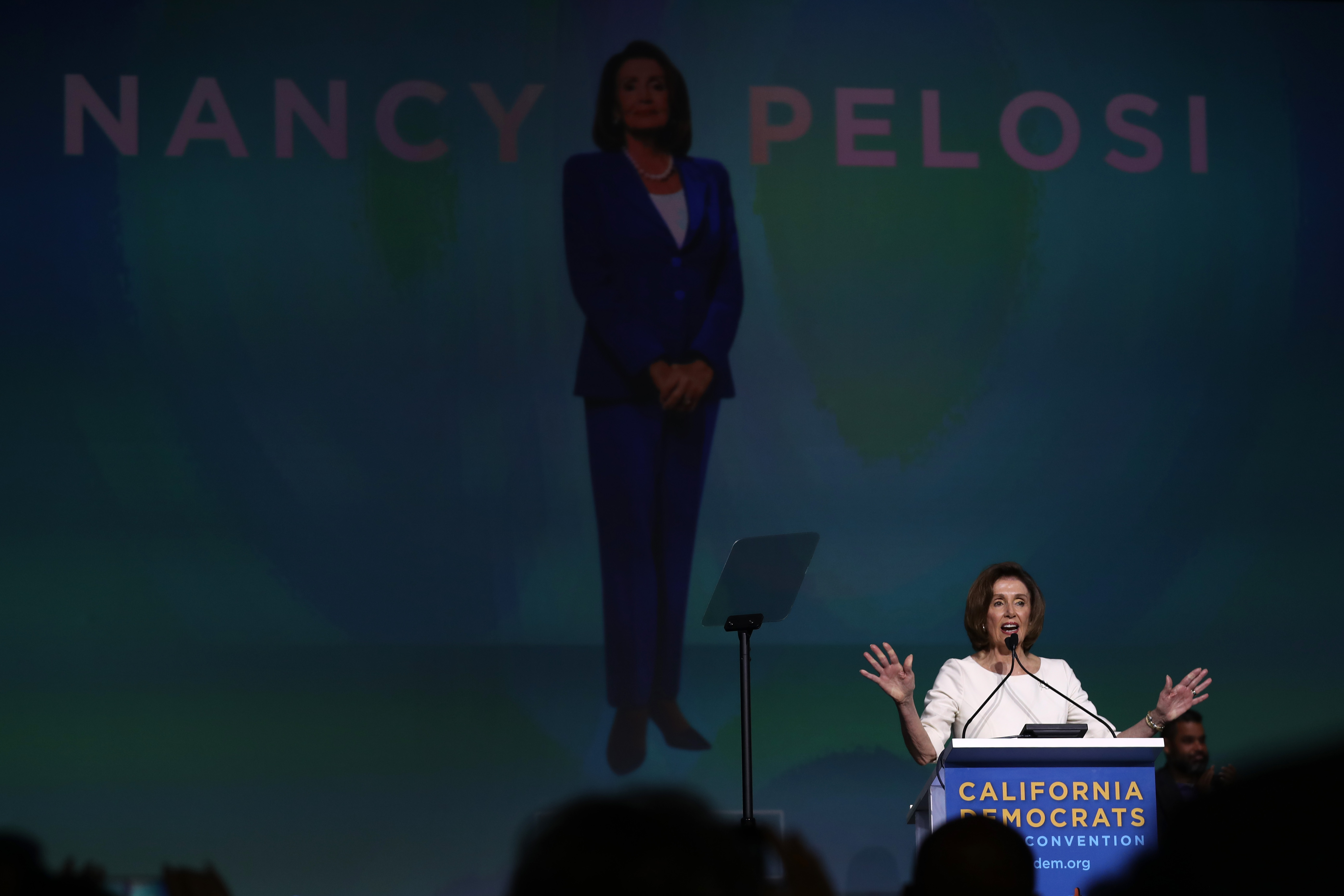 House Speaker Nancy Pelosi (D-CA) speaks during the California Democrats 2019 State Convention at the Moscone Center on June 01, 2019, in San Francisco, California. CREDIT: Justin Sullivan/Getty Images