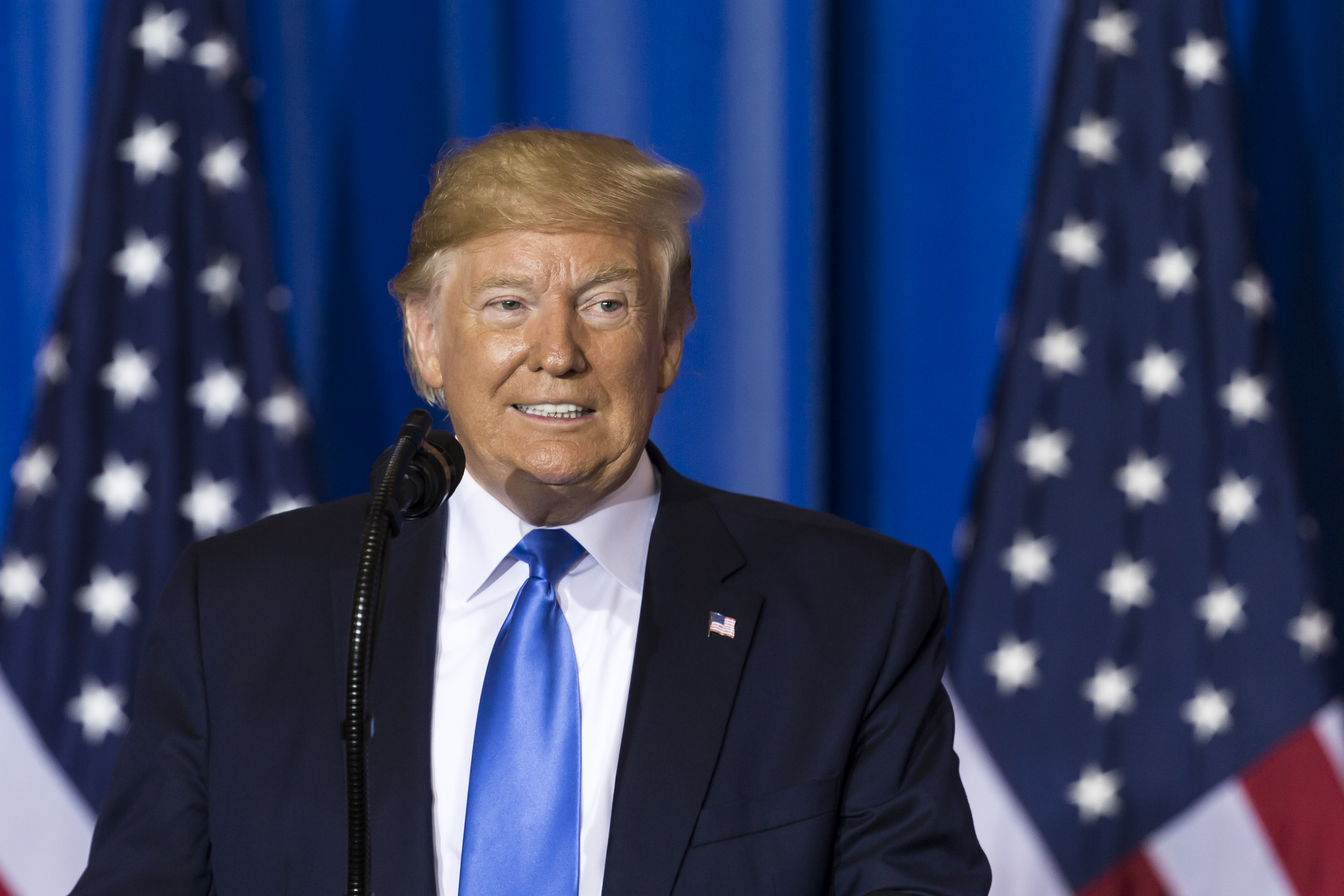 OSAKA, JAPAN - JUNE 29: U.S. President Donald Trump speaks during a press conference after the G-20 Summit on June 29, 2019 in Osaka, Japan. Trump and Chinese President Xi Jinping agreed to resume trade negotiations on Saturday during their meeting in Osaka at the annual Group of 20 summit, in an attempt to resolve a trade deal between the world's two largest economies. According to reports, both leaders agreed that the U.S. would not impose new tariffs during their discussion as world leaders met in Osaka during the two-day G20 summit to discuss economic, environmental and geopolitical issues. (Photo by Tomohiro Ohsumi/Getty Images)