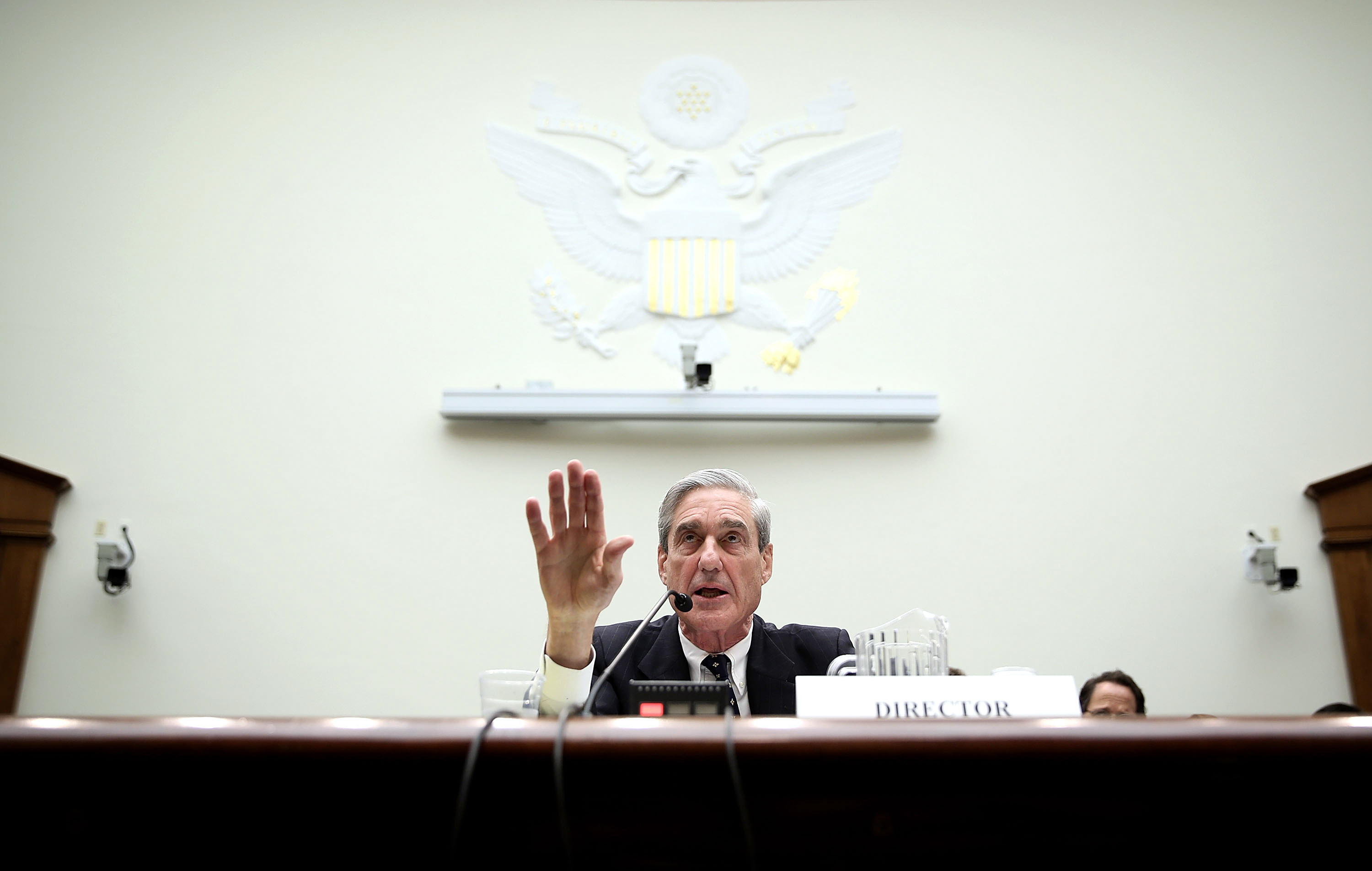Then-FBI Director Robert Mueller testifies during a hearing before the House Judiciary Committee in this June 13, 2013, file photo. CREDIT: Alex Wong/Getty Images