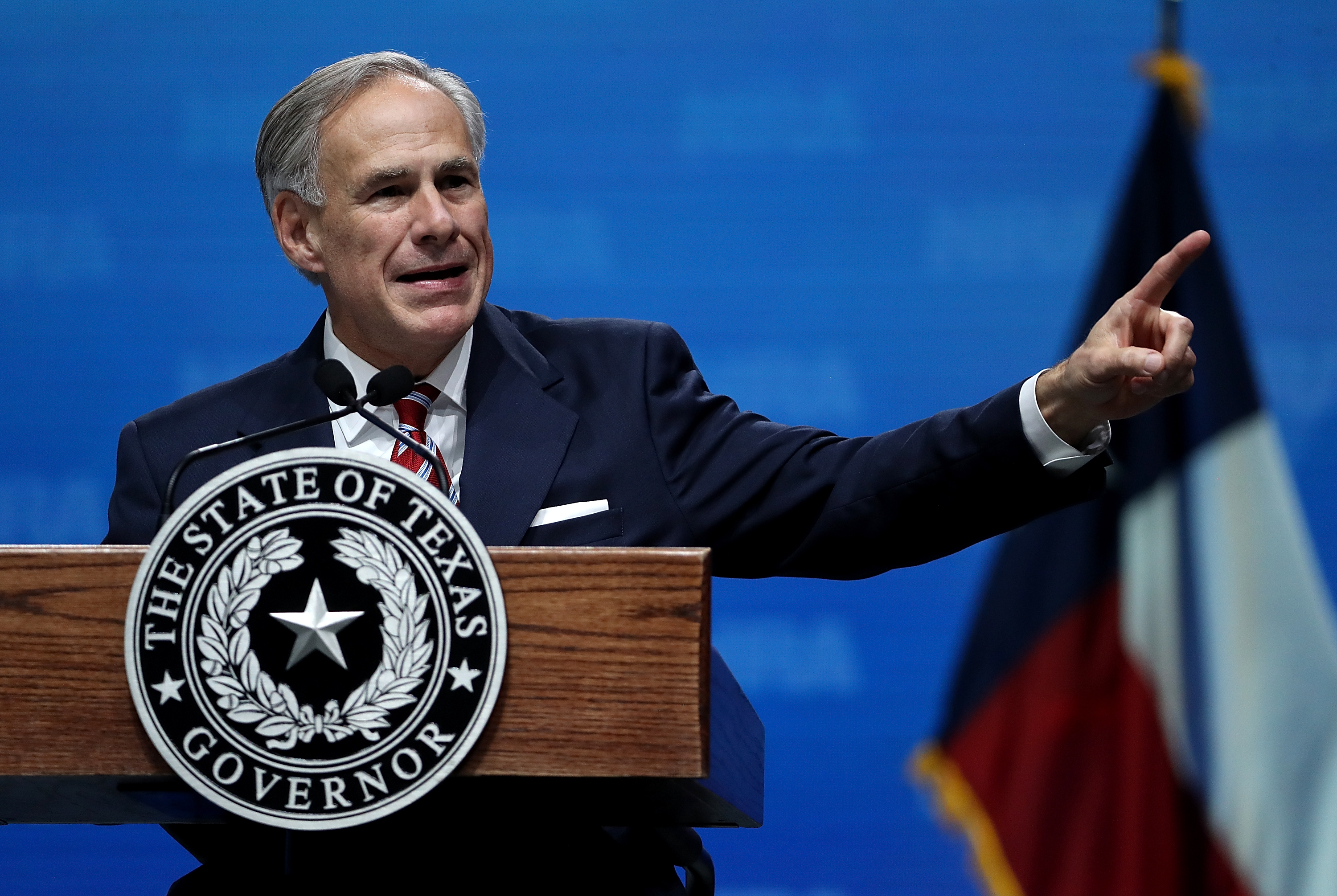 DALLAS, TX - MAY 04: Texas Gov. Greg Abbott speaks at the NRA-ILA Leadership Forum during the NRA Annual Meeting & Exhibits at the Kay Bailey Hutchison Convention Center on May 4, 2018 in Dallas, Texas. The National Rifle Association's annual meeting and exhibit runs through Sunday. (Photo by Justin Sullivan/Getty Images)