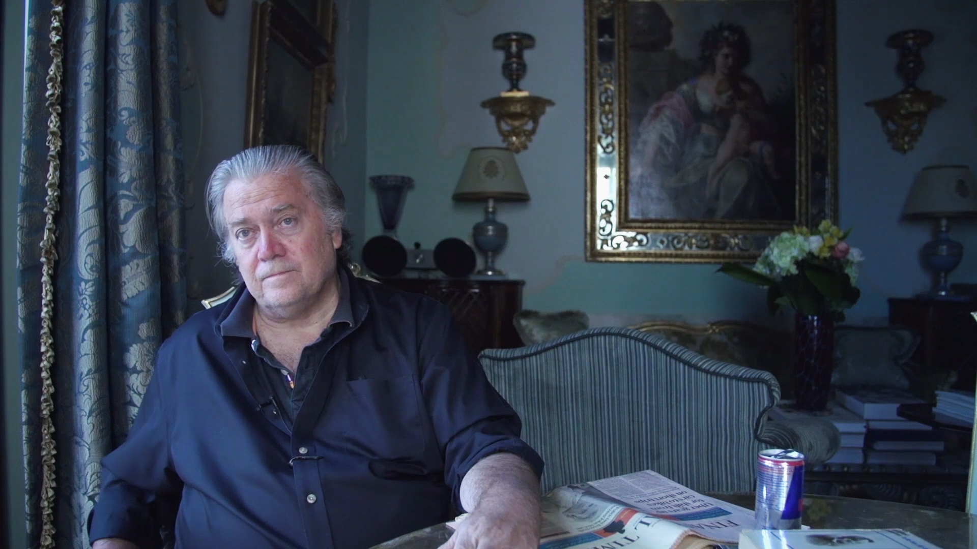 Steve Bannon is seen in his luxury hotel in Venice, Italy, in a scene from the documentary The Brink, directed by Alison Klayman. CREDIT: Magnolia Pictures