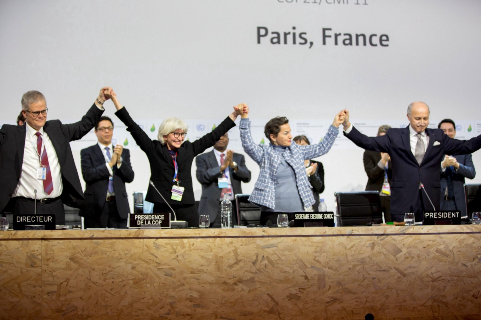 The Paris Agreement is adopted December 12, 2015. (Photo credit: UNFCCC)