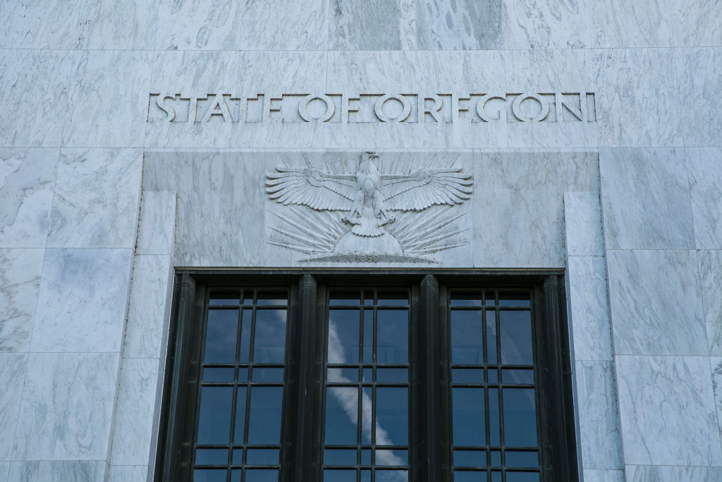 The exterior of the State Capitol building in Salem, Oregon. (Photo credit: George Rose/Getty Images)