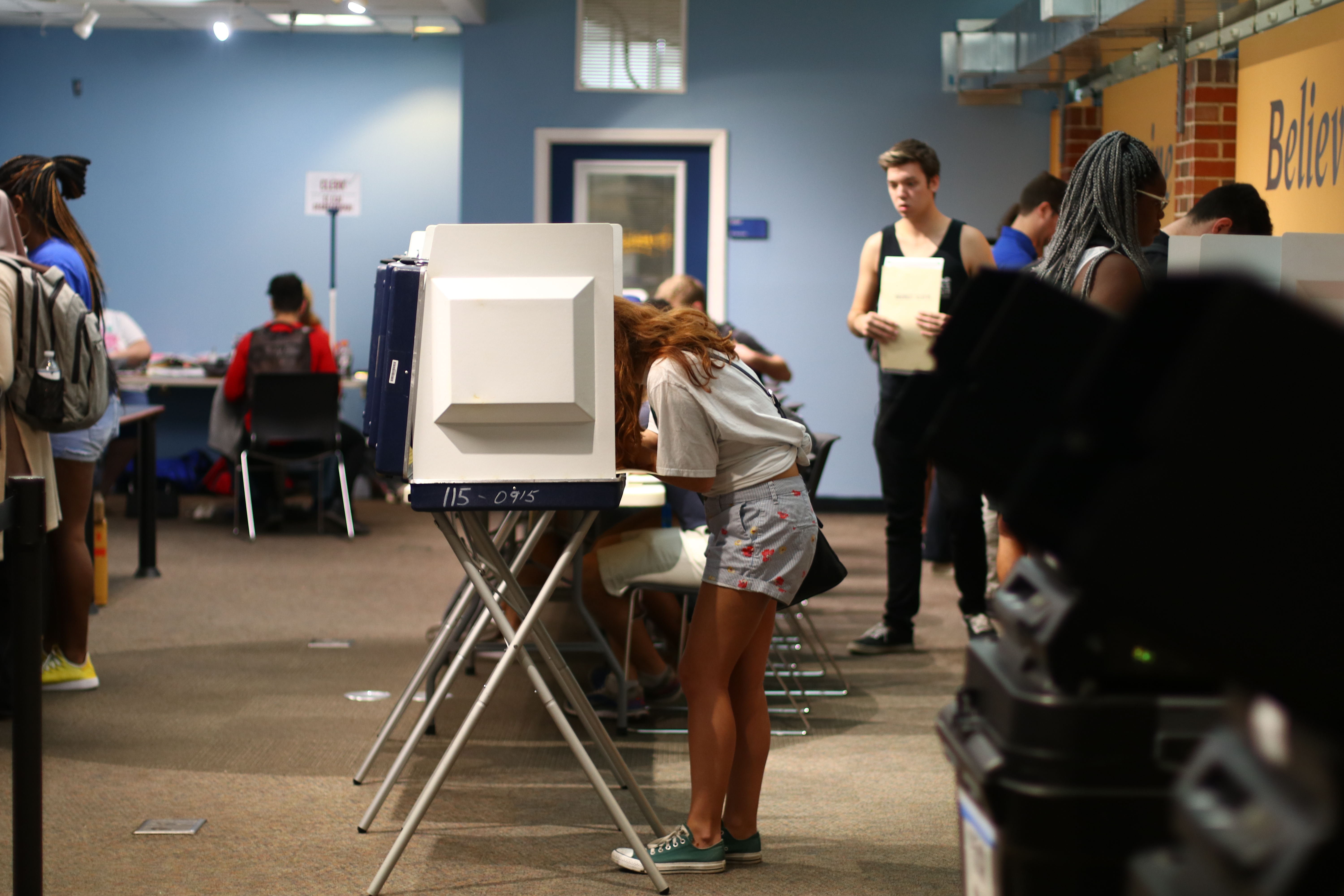Students voting at the University of Florida early voting site during the 2018 Midterm Election. CREDIT: The Andrew Goodman Foundation.