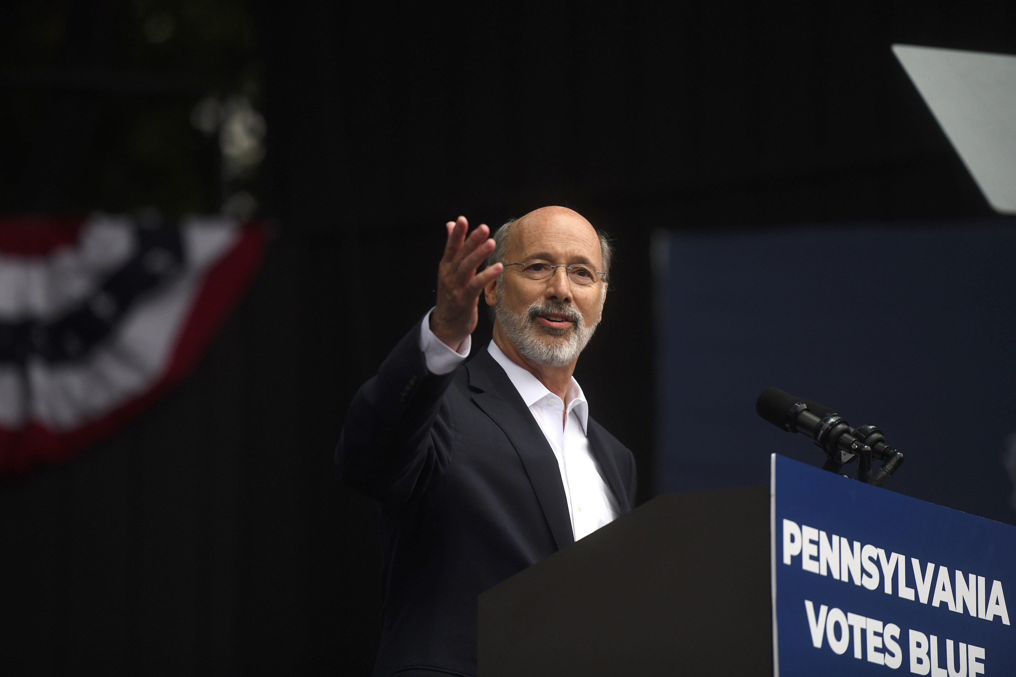 PHILADELPHIA, PA - SEPTEMBER 21: Pennsylvania Governor Tom Wolf addresses supporters before former President Barack Obama speaks during a campaign rally for statewide Democratic candidates on September 21, 2018 in Philadelphia, Pennsylvania. Midterm election day is November 6th. (Photo by Mark Makela/Getty Images)