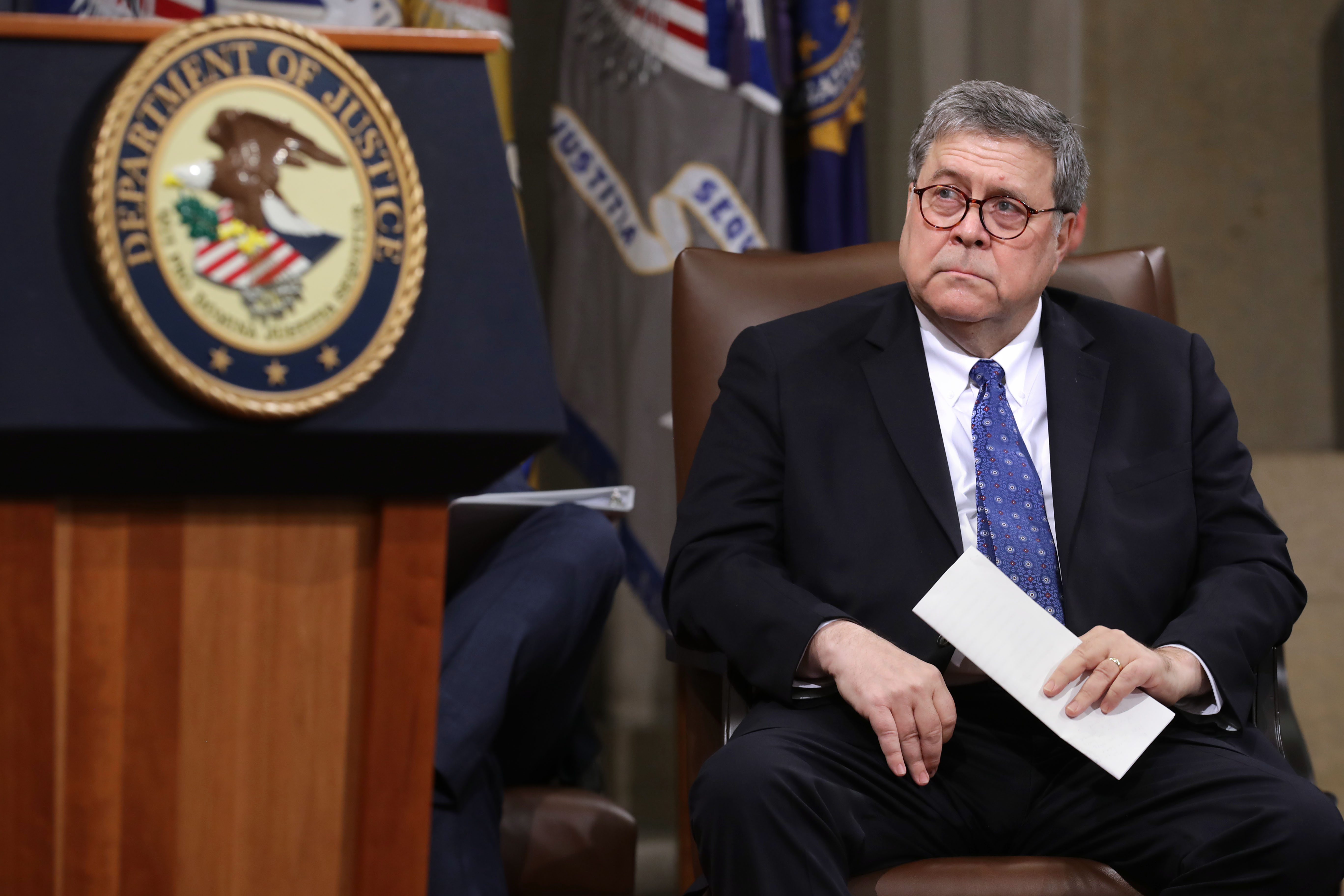 AG Bill Barr suddenly isn't so sure about Robert Mueller testifying before Congress. CREDIT: CHIP SOMODEVILLA / GETTY