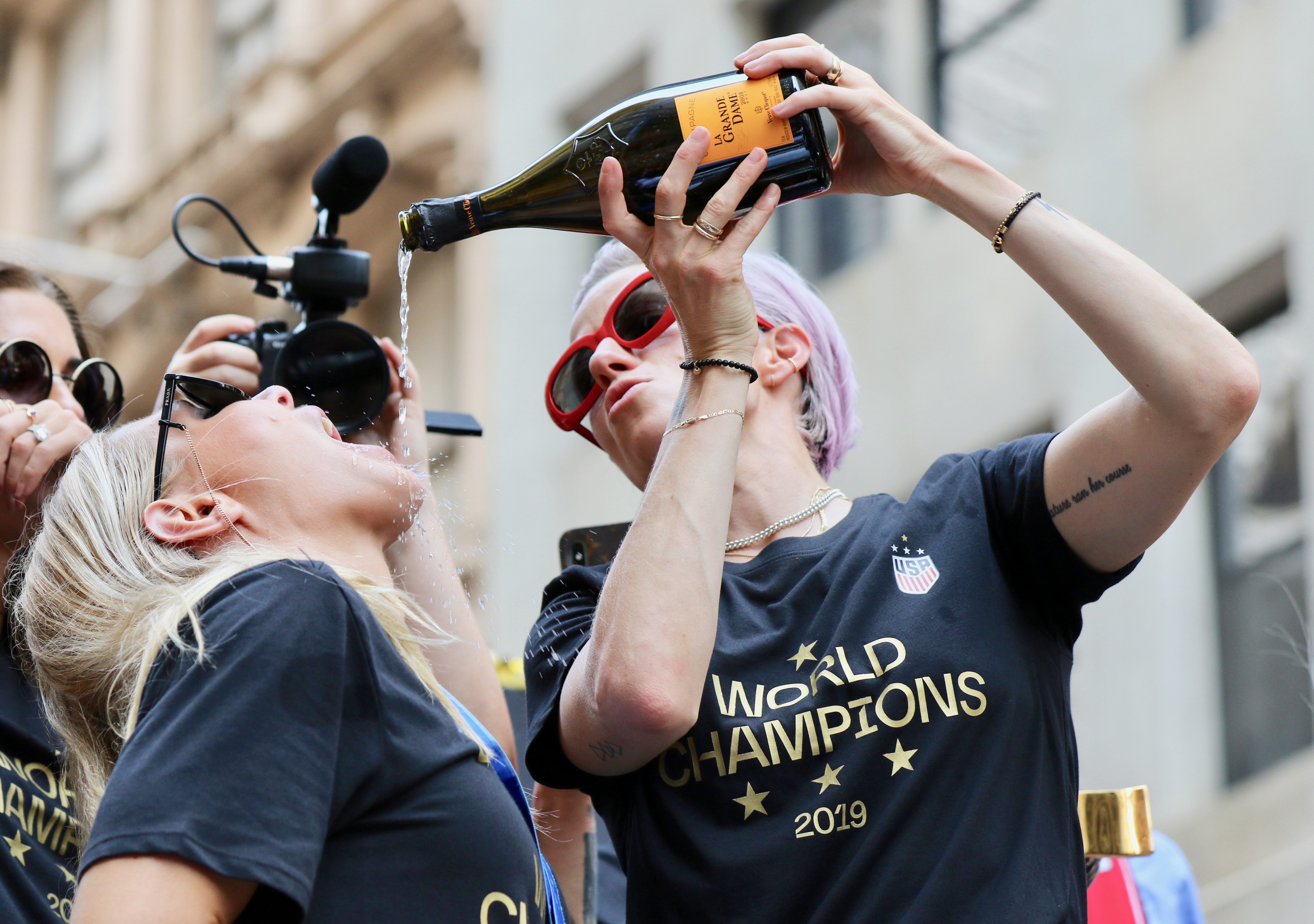NEW YORK, NY - JULY 10: Megan Rapinoe is seen at the US Women's Soccer Team Ticker-Tape Parade on July 10, 2019 in New York City. (Photo by Nancy Rivera/Bauer-Griffin/GC Images)