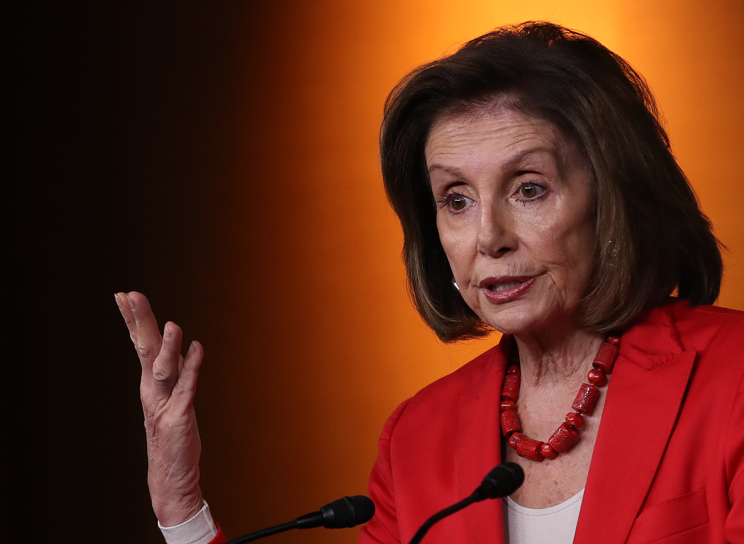 WASHINGTON, DC - JUNE 27: Speaker of the House Nancy Pelosi (D-CA) answers questions during her weekly press conference at the U.S. Capitol on June 27, 2019 in Washington, DC. Pelosi answered a range of questions focusing primarily on immigration issues and pending legislation before the U.S. Congress. (Photo by Win McNamee/Getty Images)