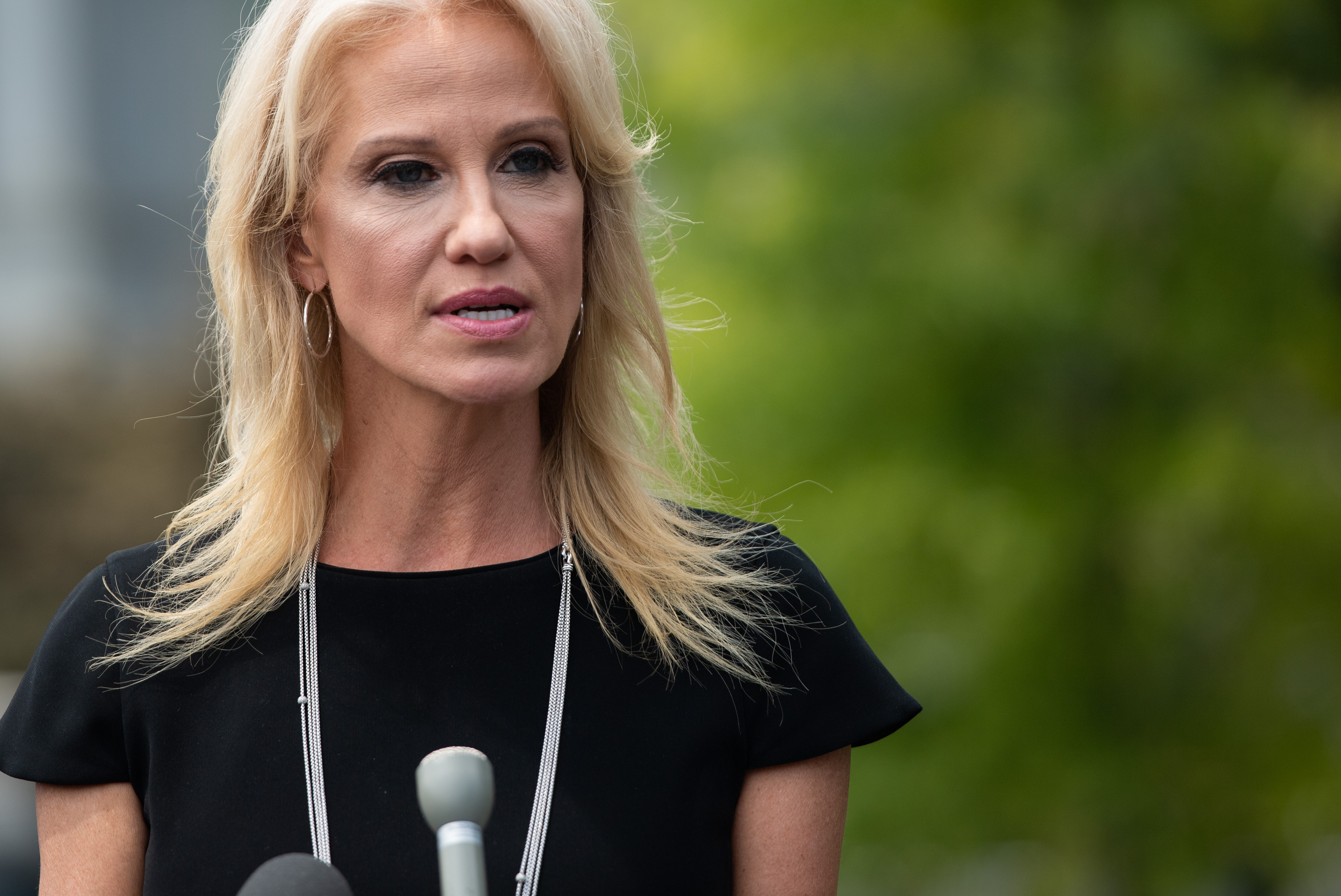 Presidential adviser Kellyanne Conway said Sunday that Donald Trump just wants Jeffrey Epstein's death investigated. CREDIT: BLOOMBERG / GETTY